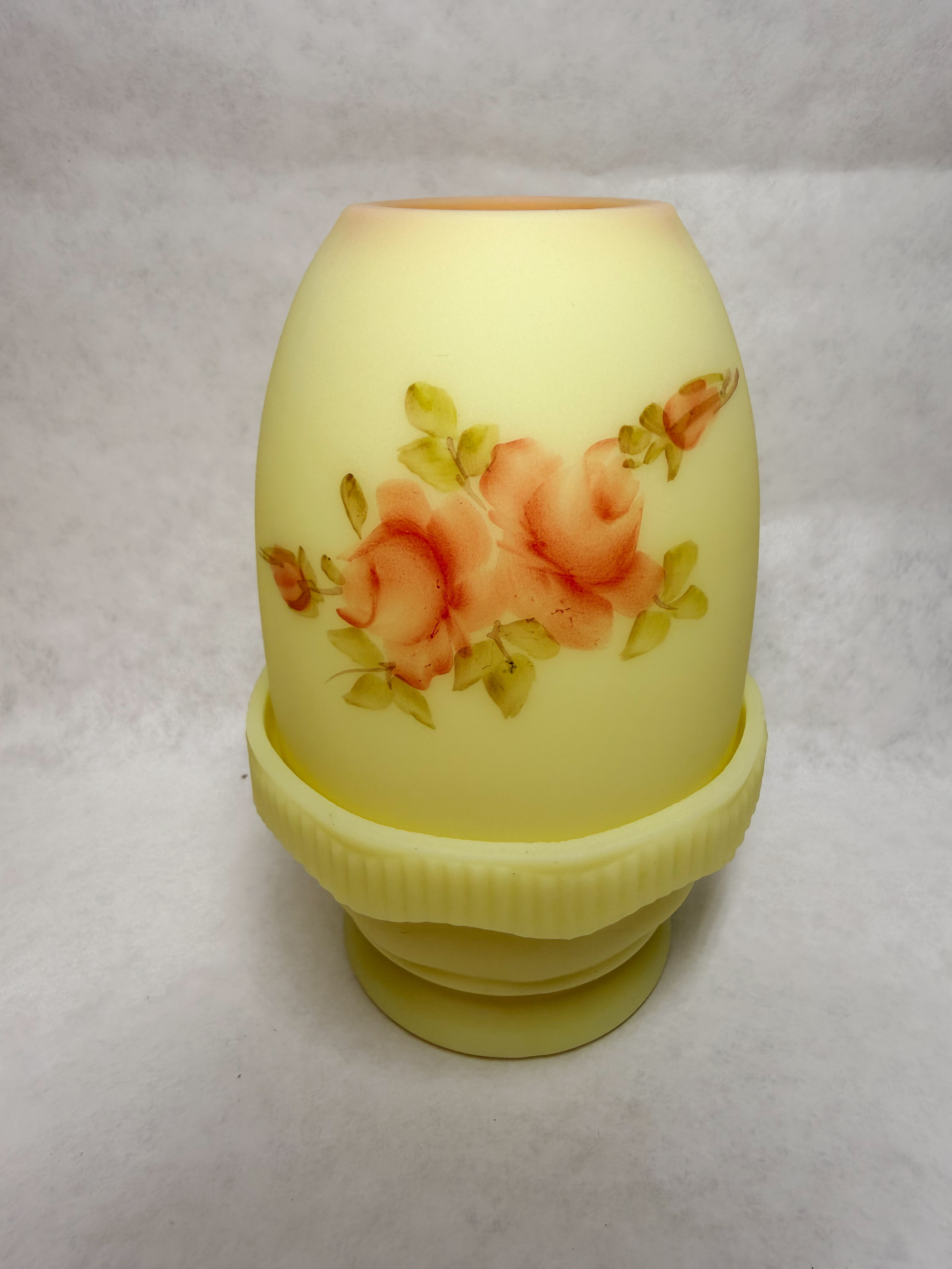 FENTON BURMESE GLASS FAIRY LAMP, 1990S