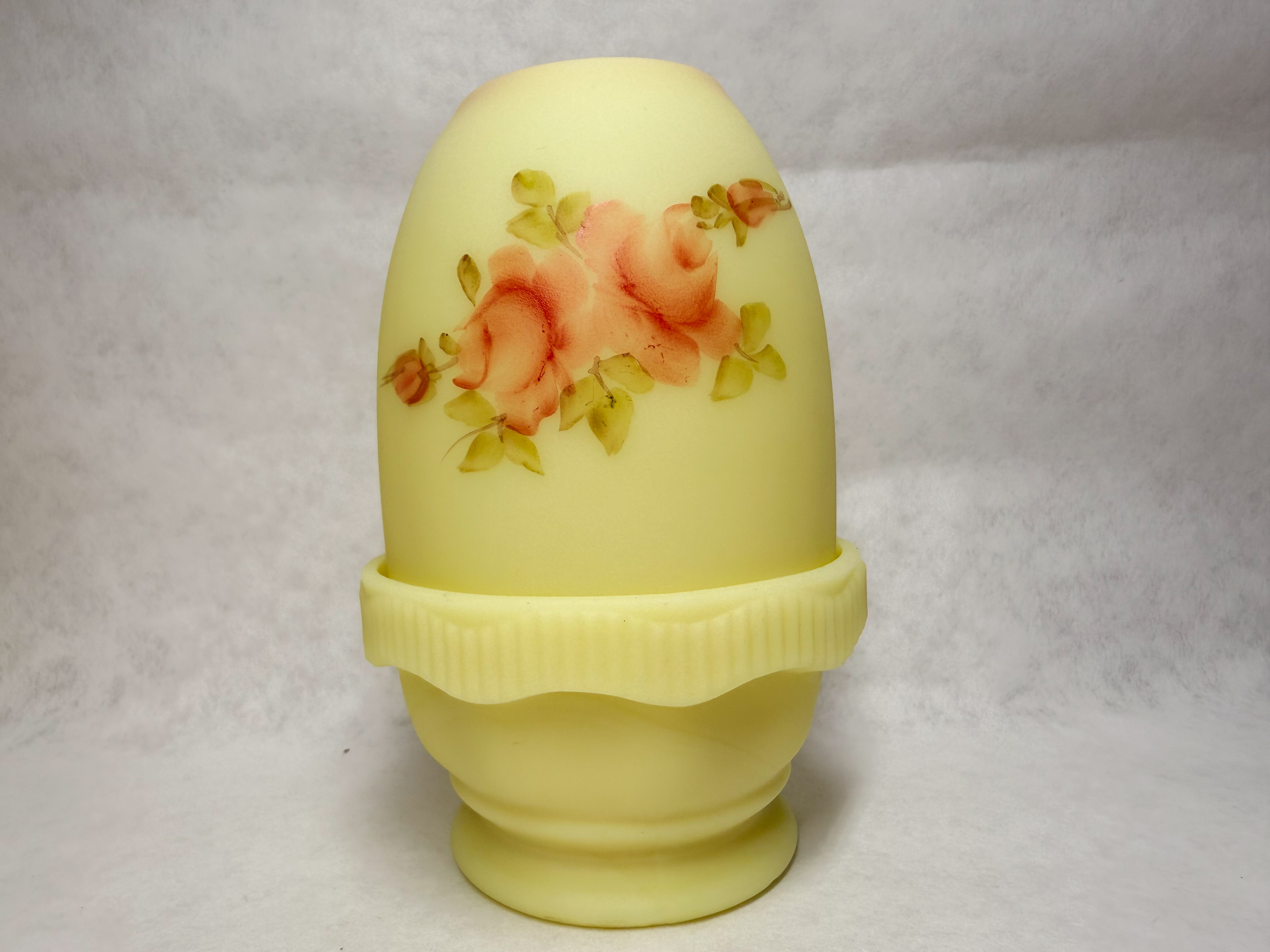 FENTON BURMESE GLASS FAIRY LAMP, 1990S
