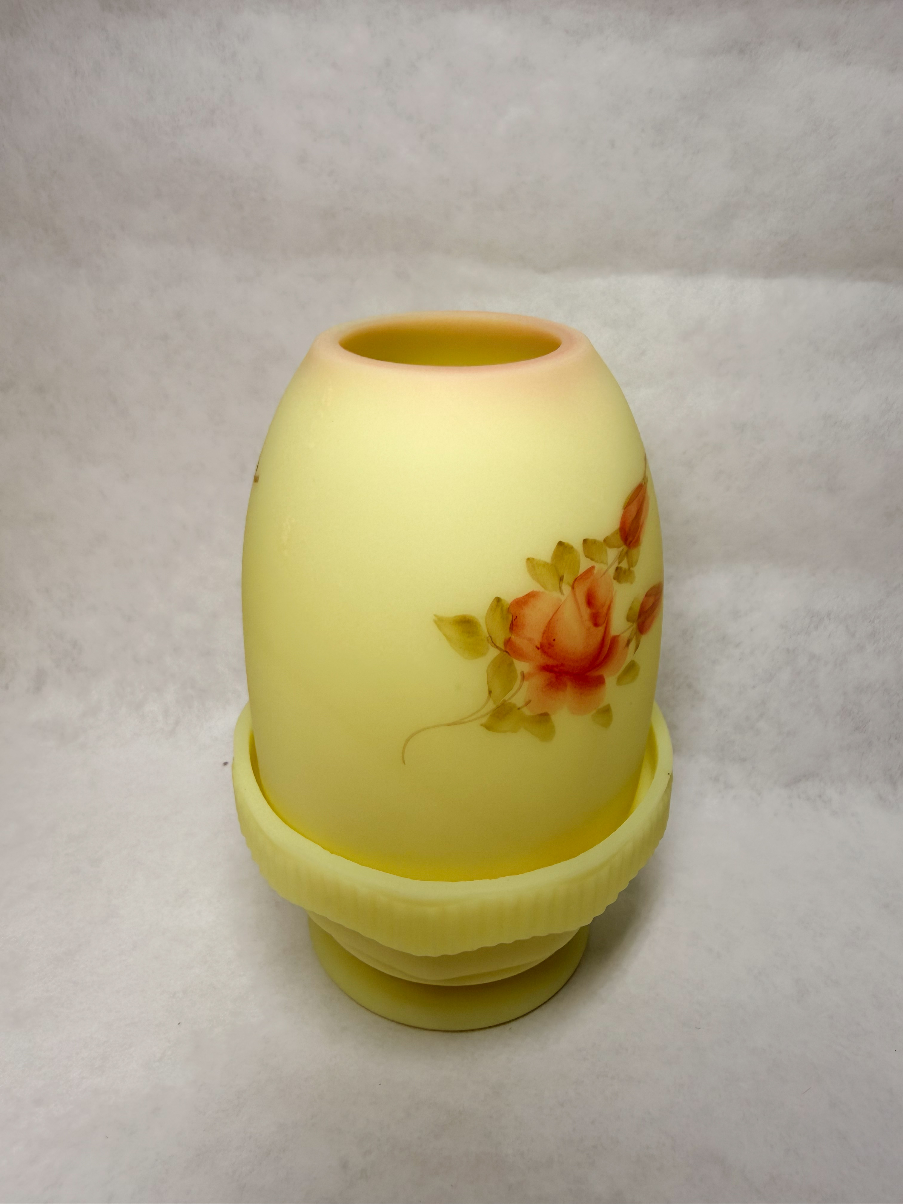 FENTON BURMESE GLASS FAIRY LAMP, 1990S