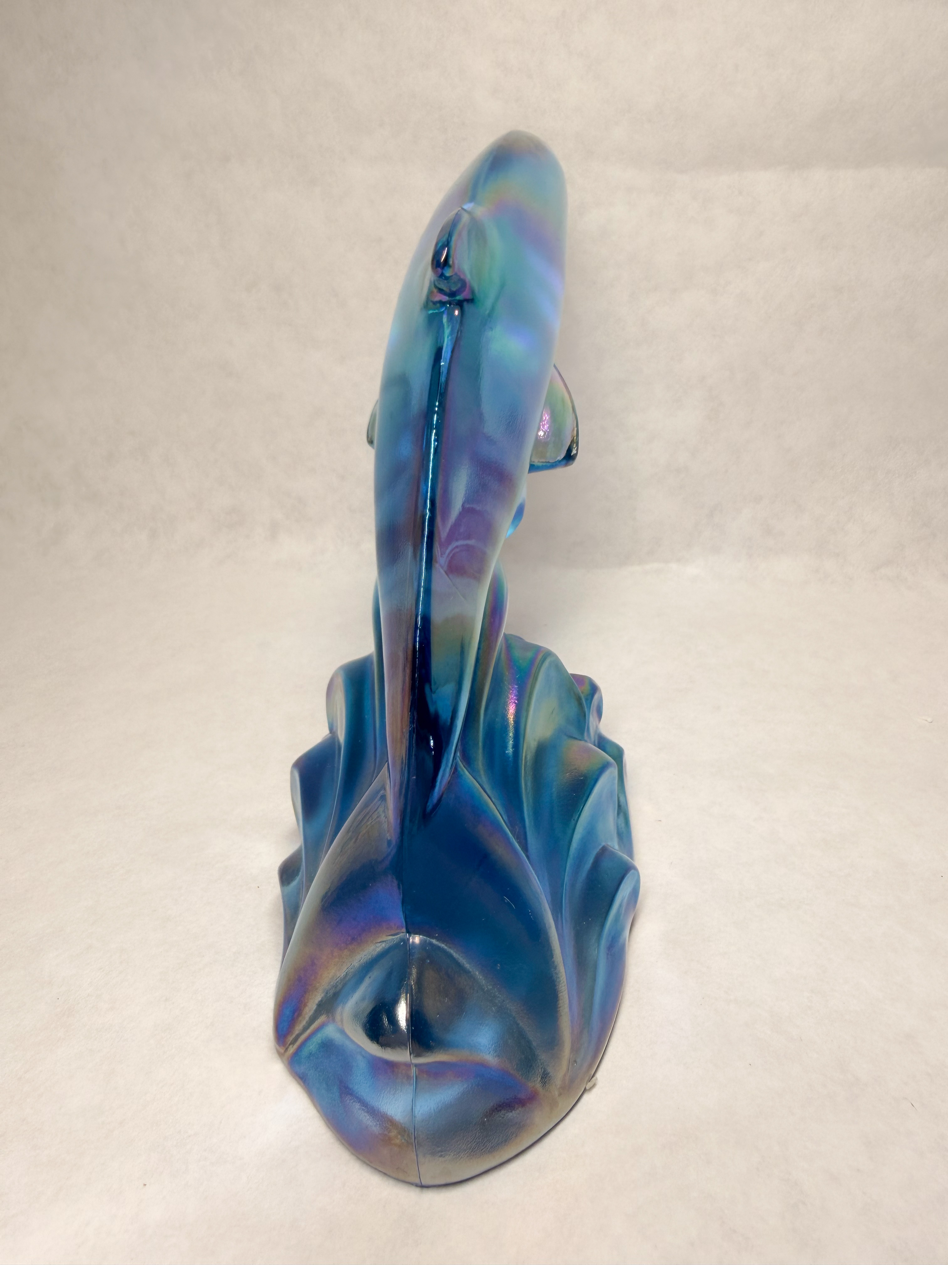 FENTON IRIDESCENT GLASS DOLPHIN, 1970S