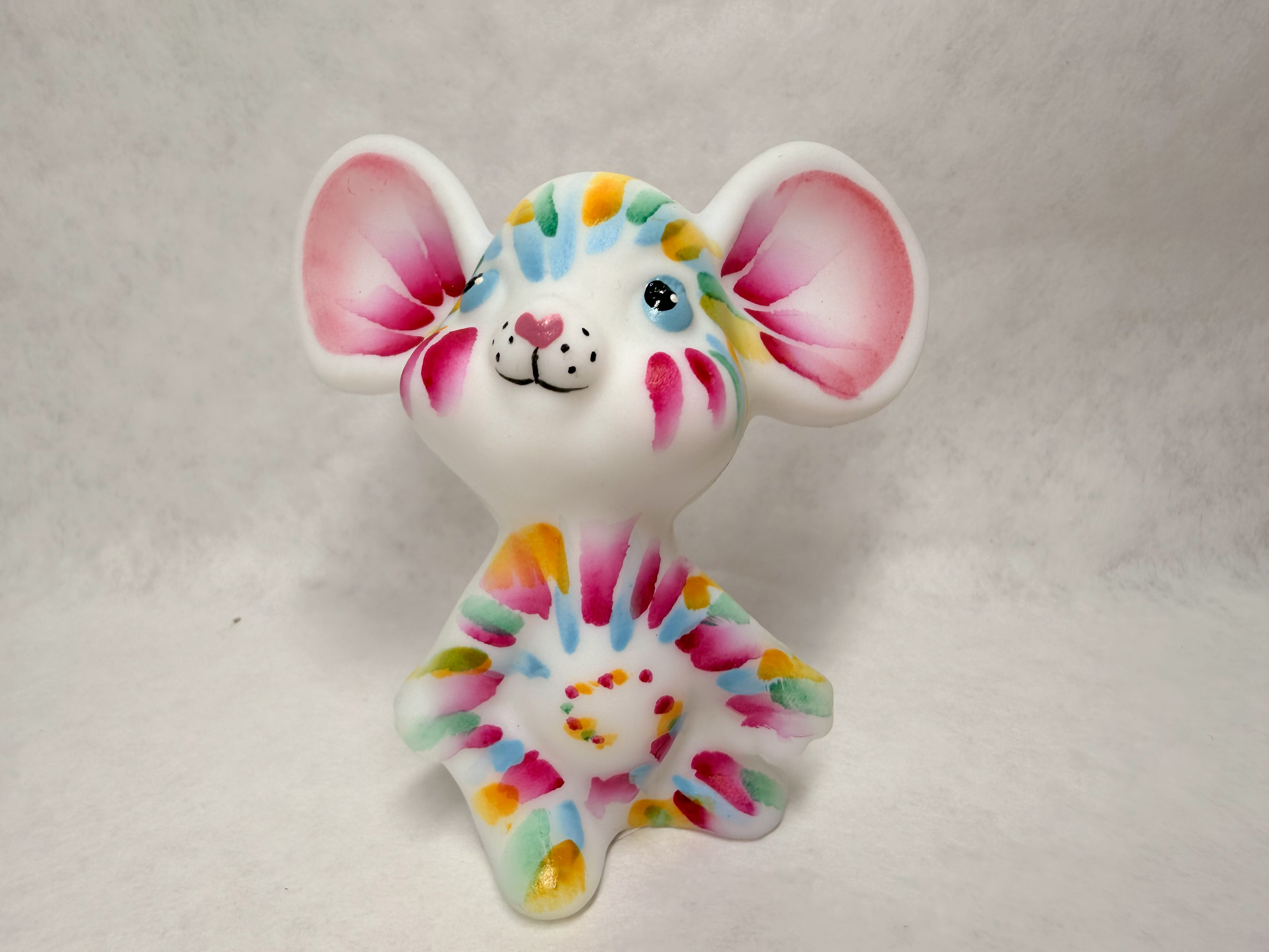 FENTON TIE DYE GLASS MOUSE, 2025 SPINDLER 113/131