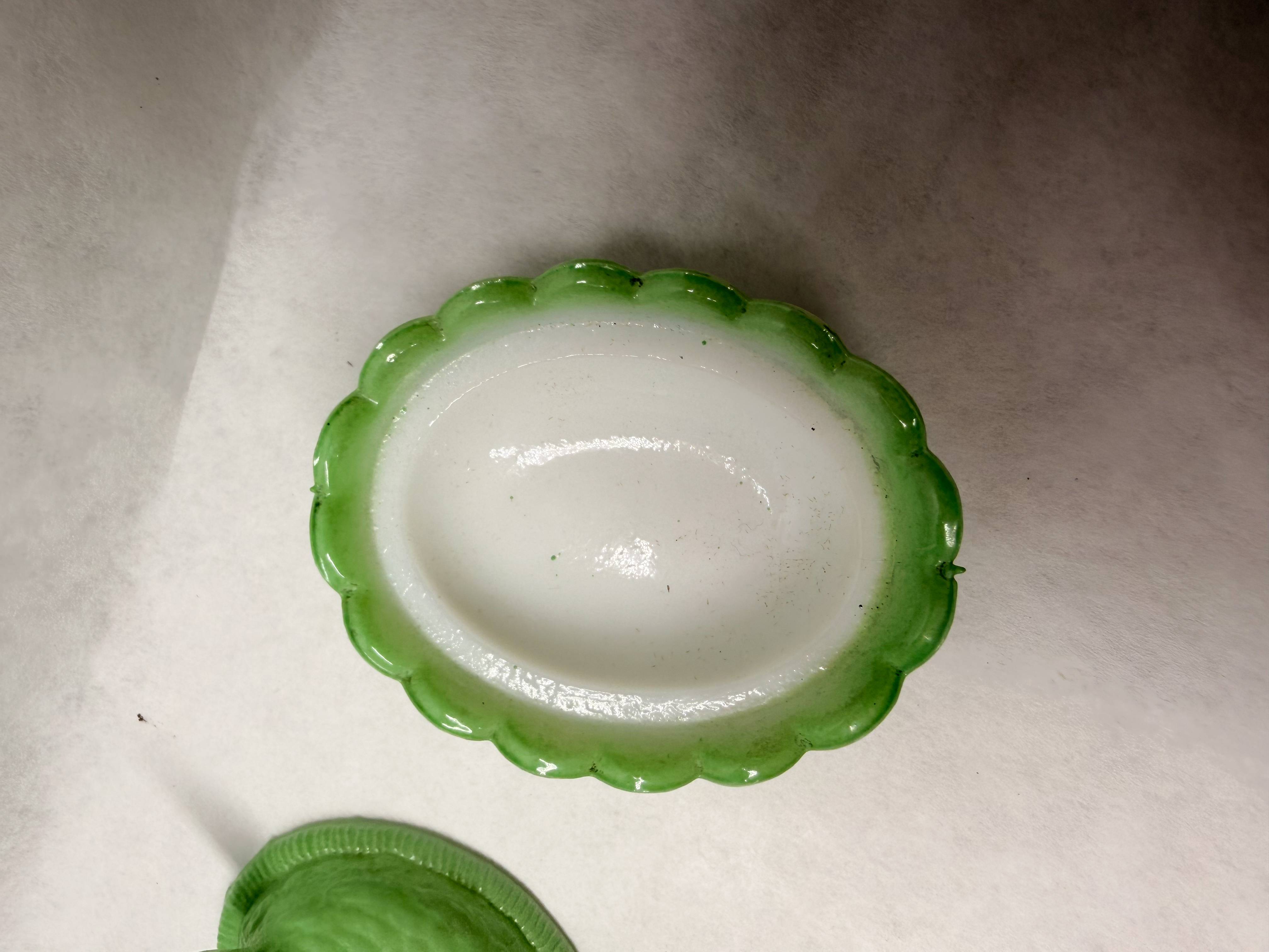 GREEN PRESSED GLASS HEN ON NEST