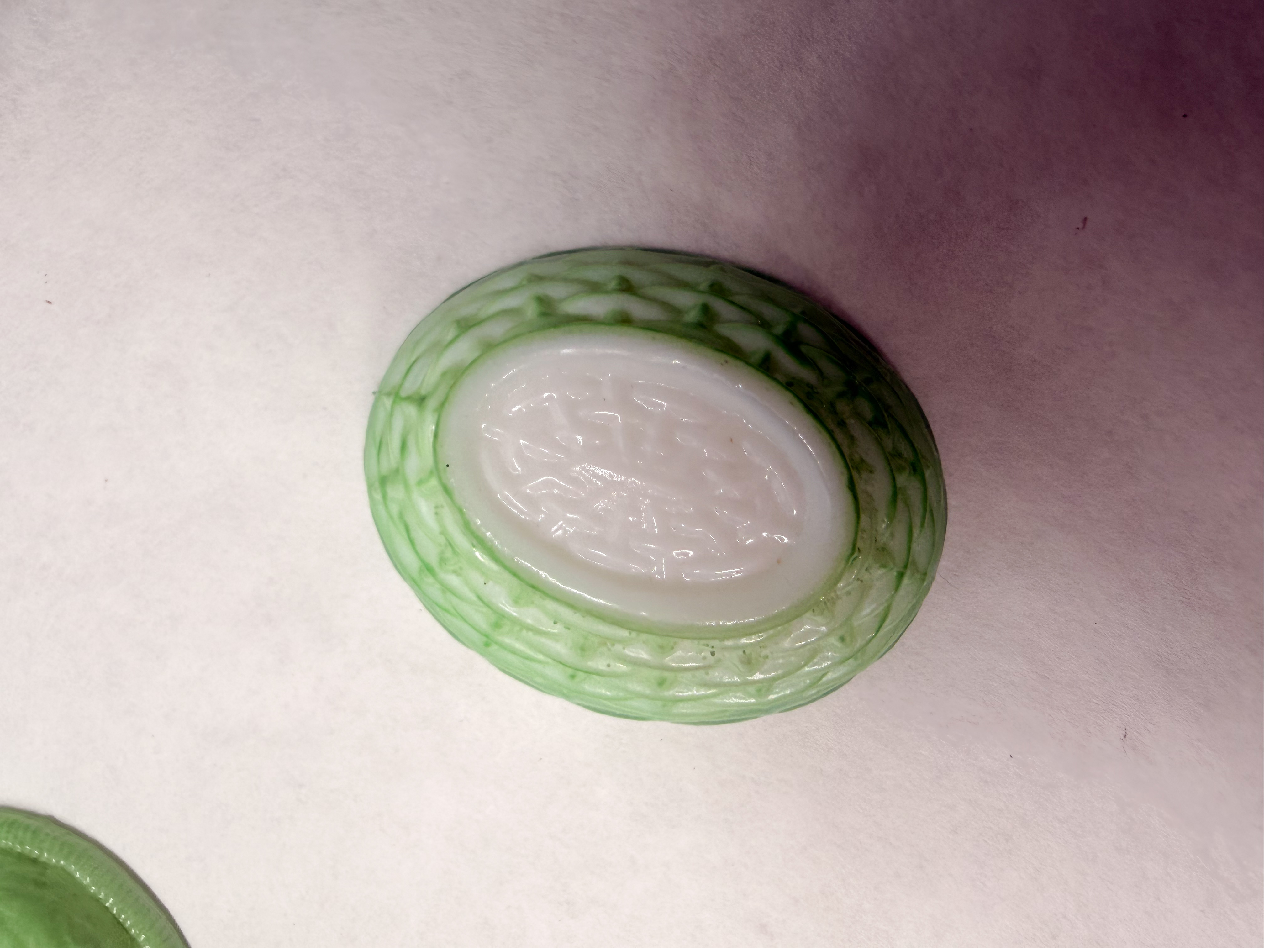 GREEN PRESSED GLASS HEN ON NEST