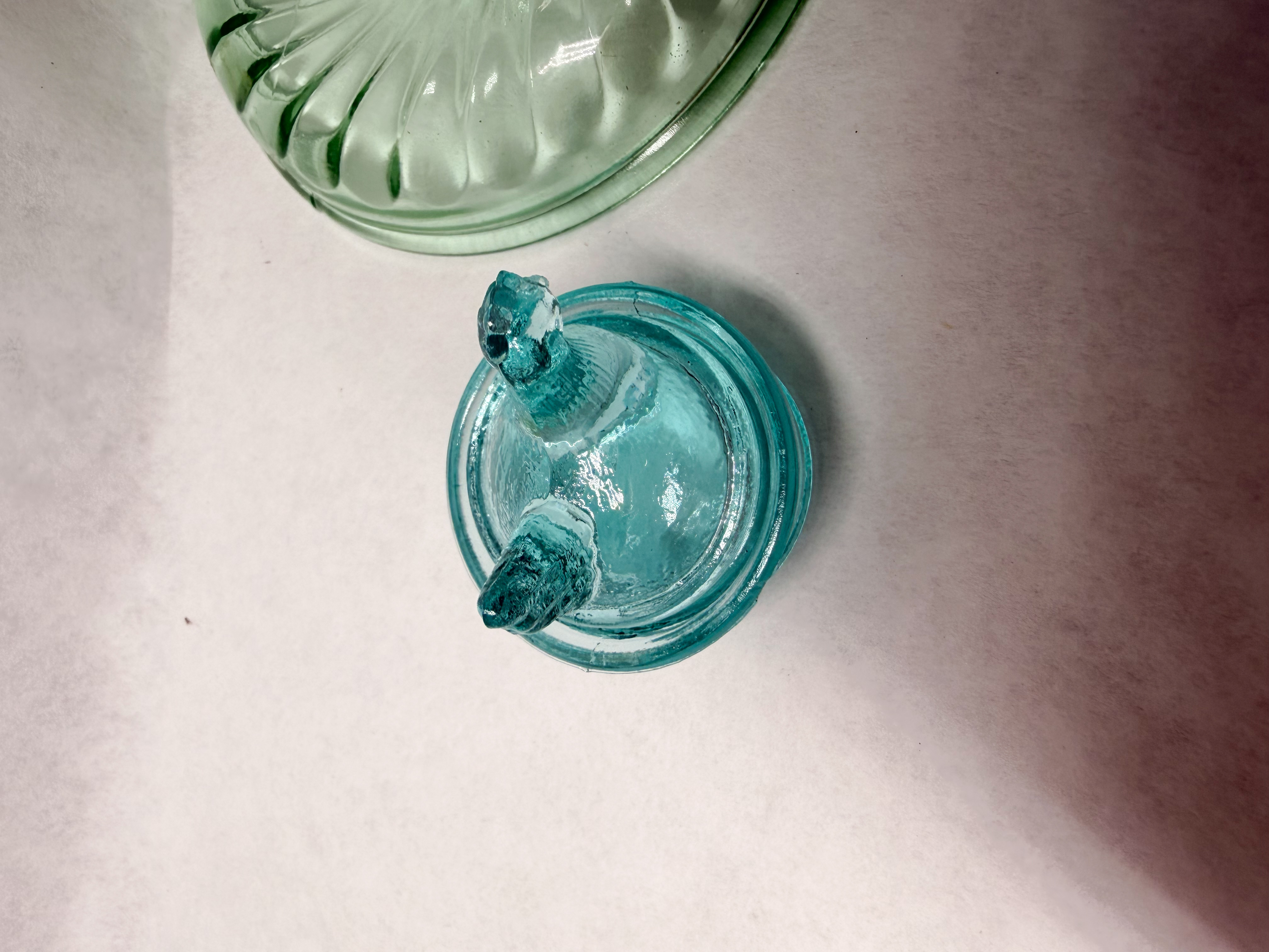 AQUA AND URANIUM PRESSED GLASS ARTICLES, 20TH CENTURY