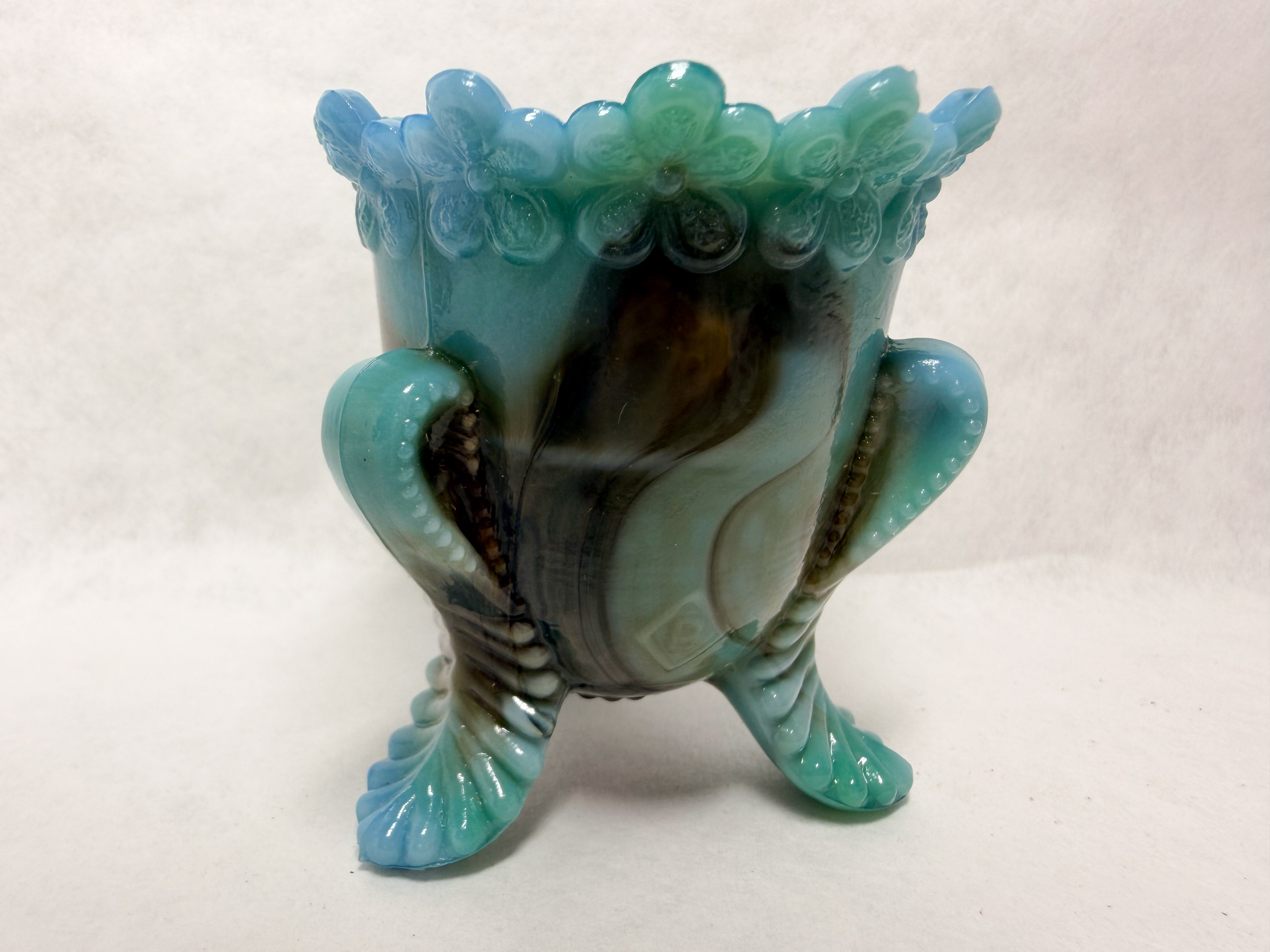 BOYD SLAG GLASS FOOTED TOOTHPICK HOLDER, 1950S