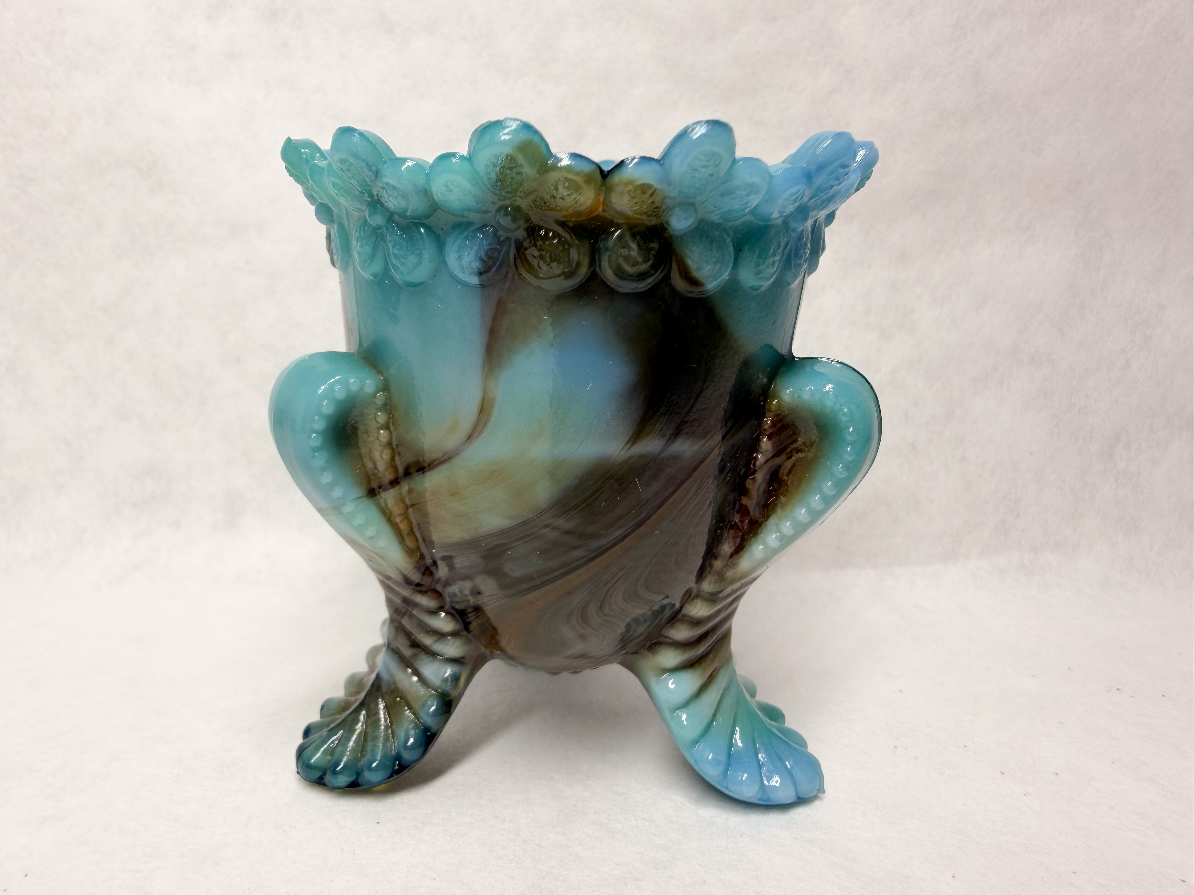 BOYD SLAG GLASS FOOTED TOOTHPICK HOLDER, 1950S