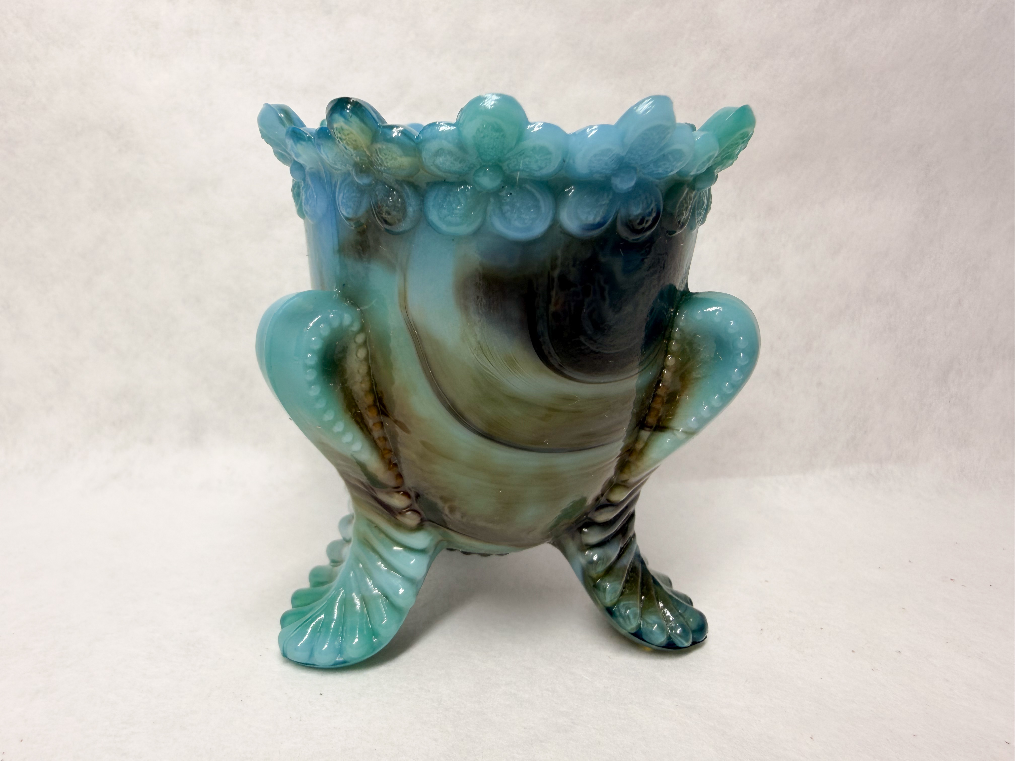 BOYD SLAG GLASS FOOTED TOOTHPICK HOLDER, 1950S