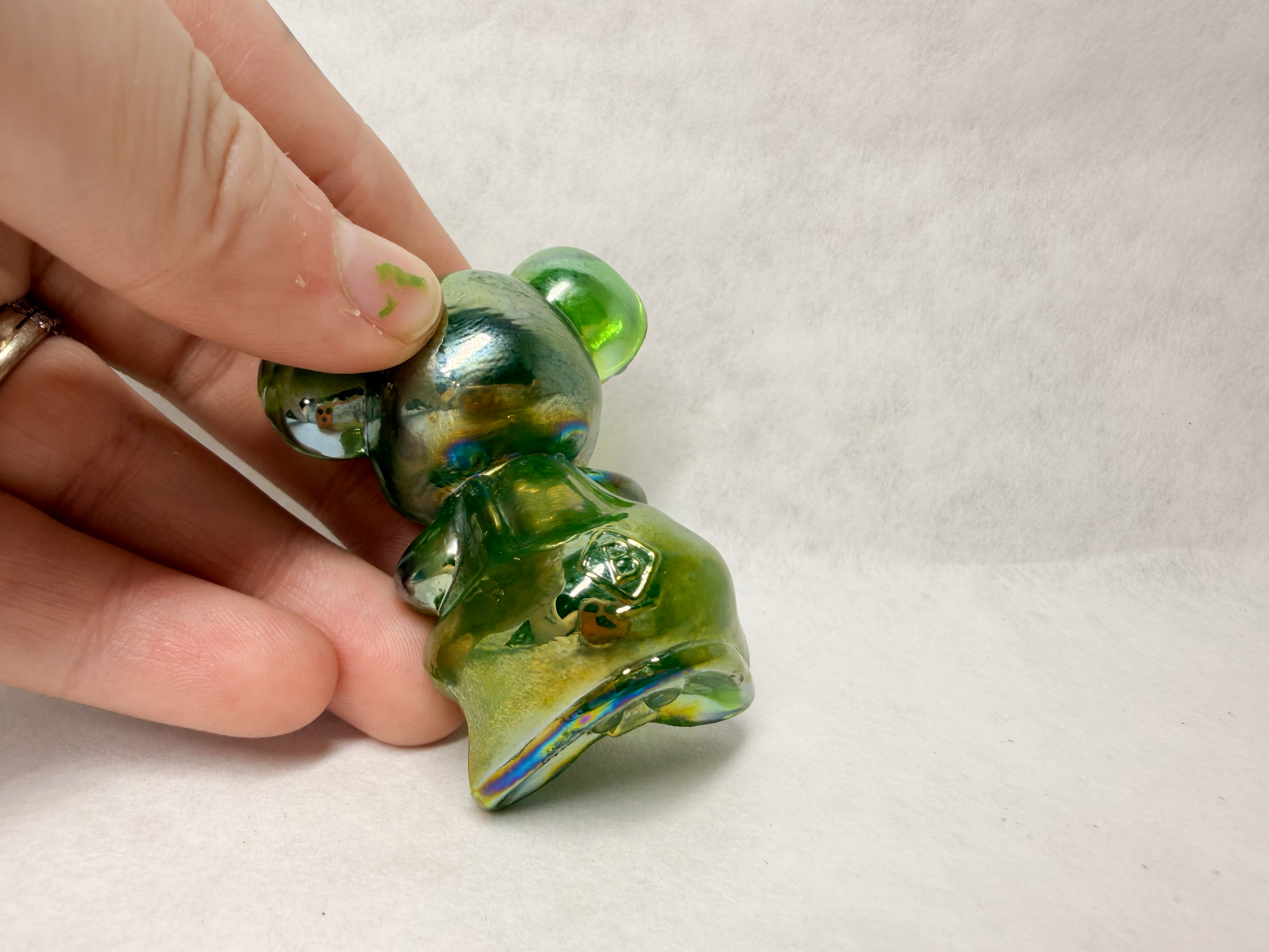 BOYD IRIDESCENT GREEN GLASS MOUSE