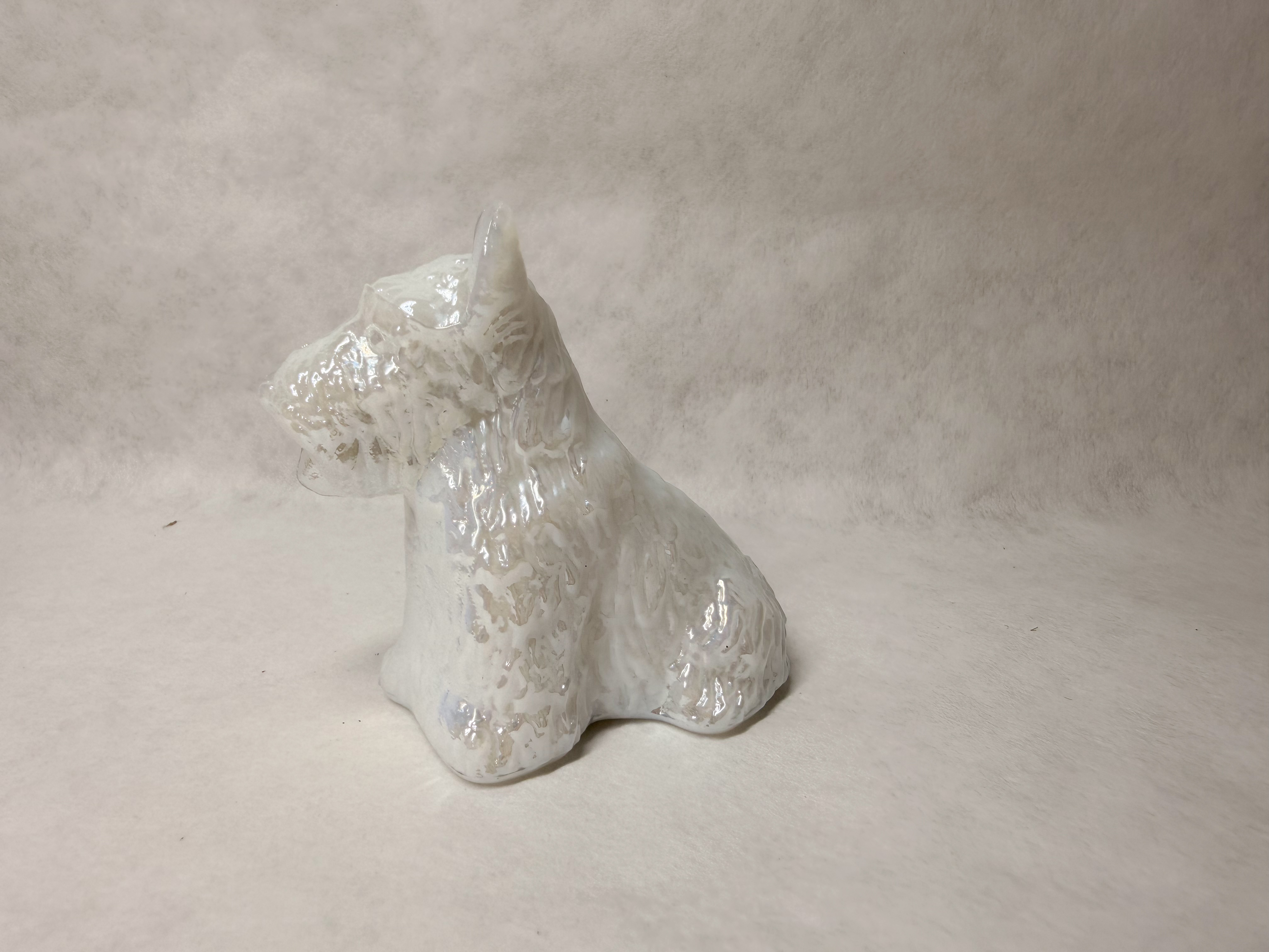 BOYD IRIDESCENT MILK GLASS SCOTTIE, 1970