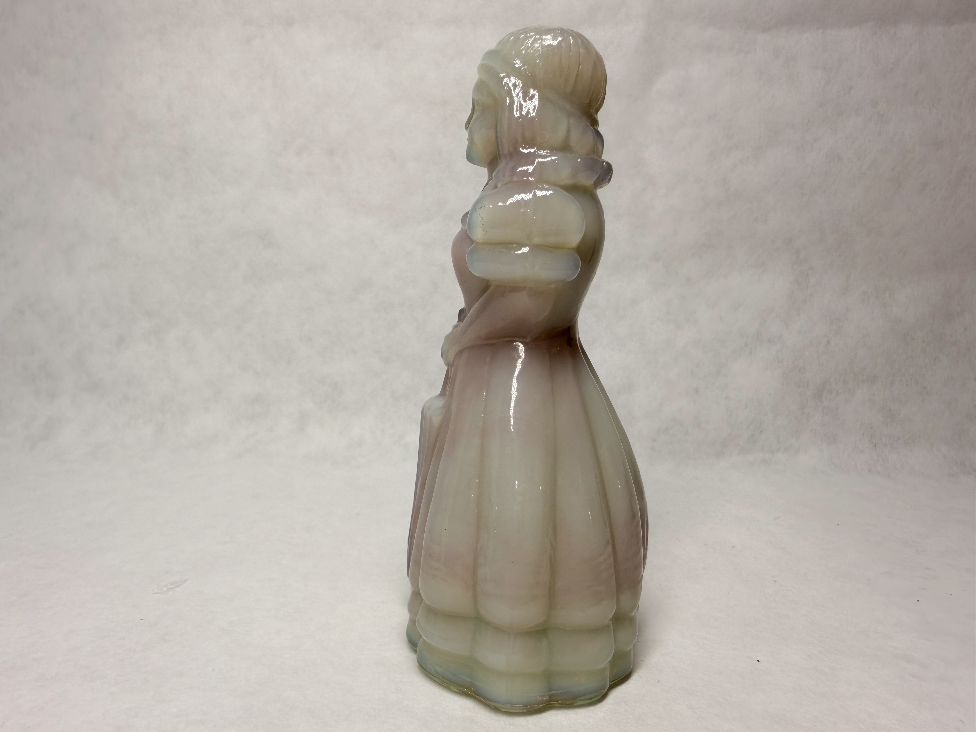 TAN SLAG GLASS COLONIAL FIGURINE
