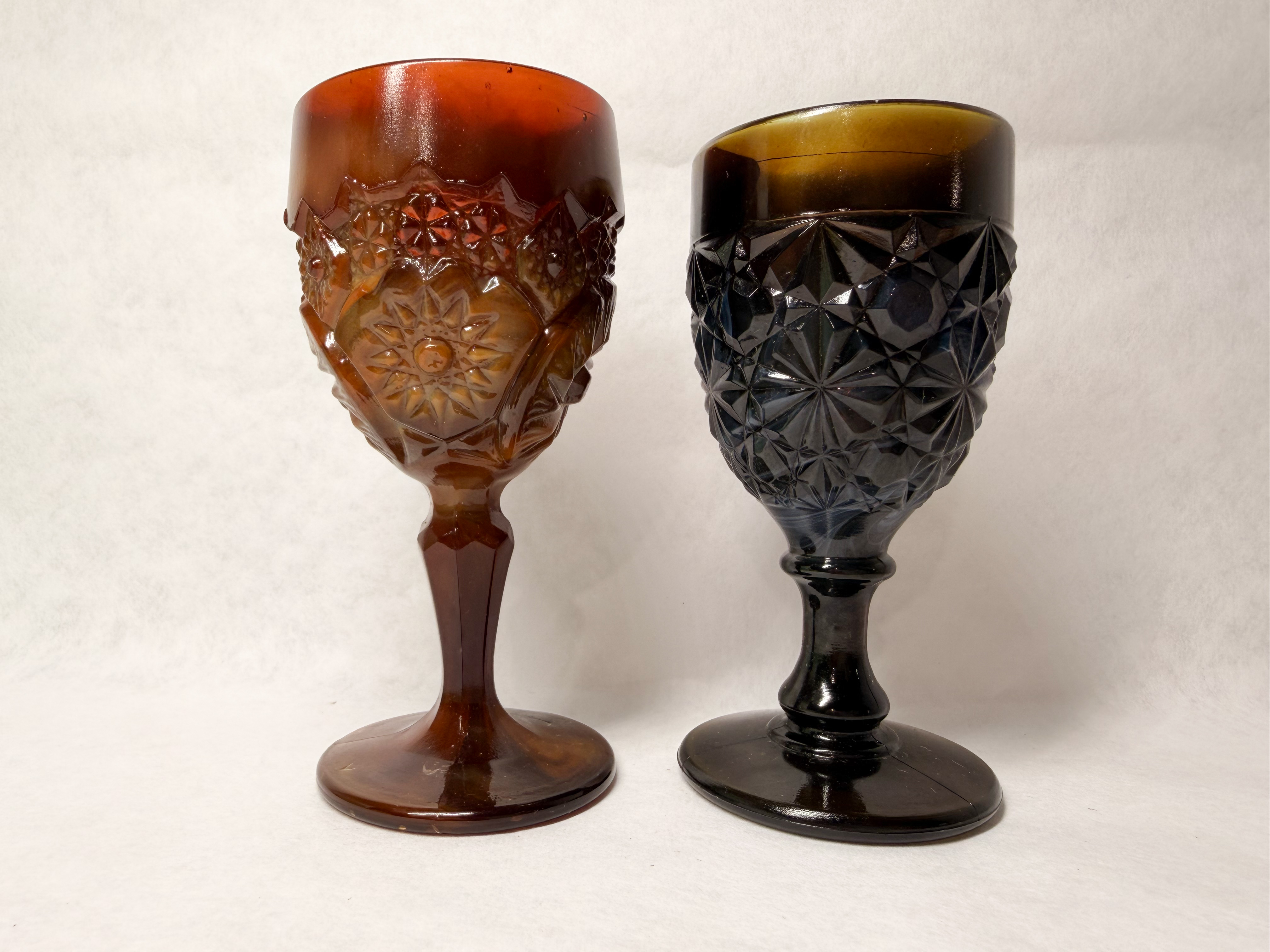 BOYD BROWN/RED VINTAGE GLASS GOBLETS