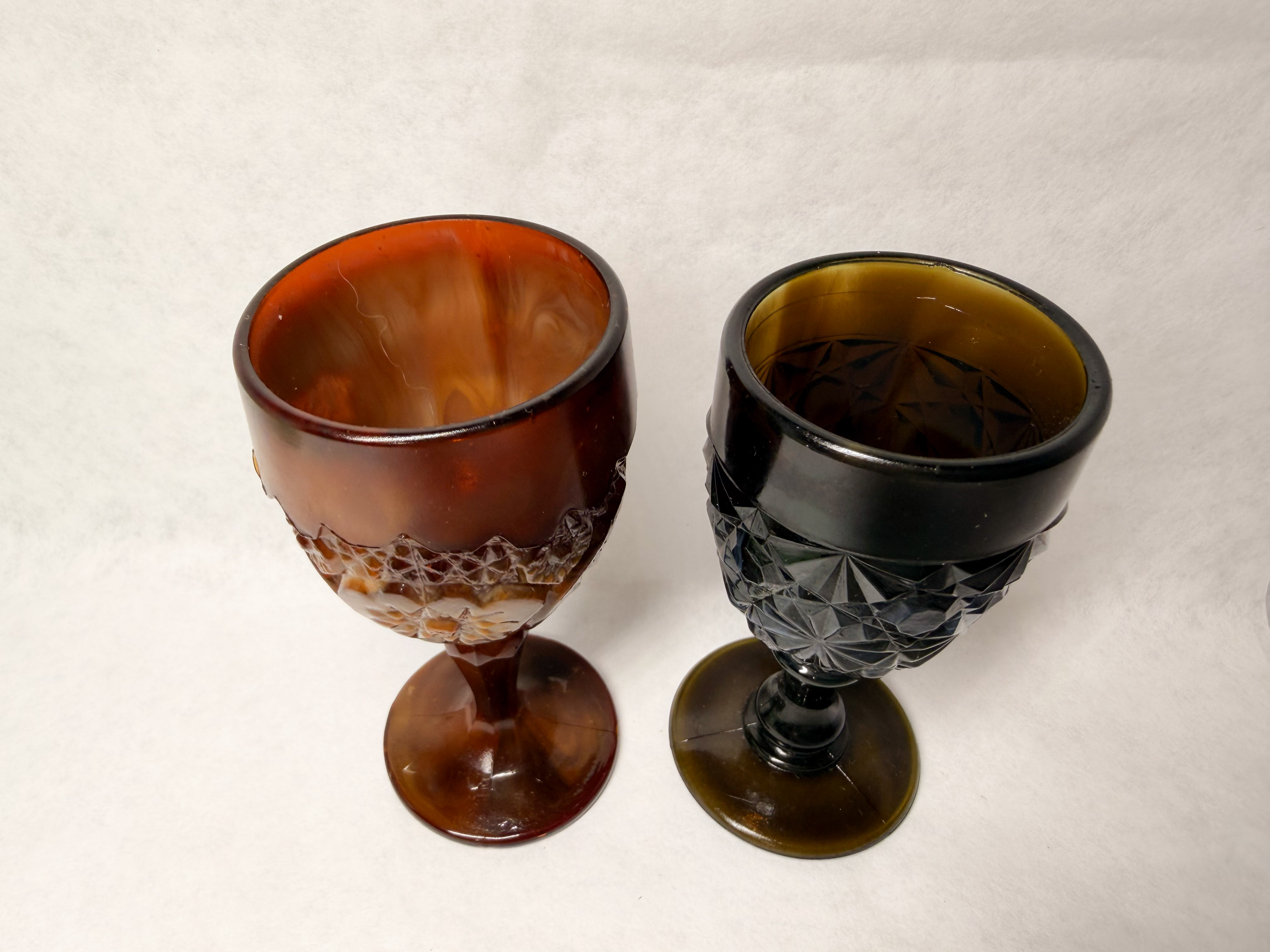 BOYD BROWN/RED VINTAGE GLASS GOBLETS