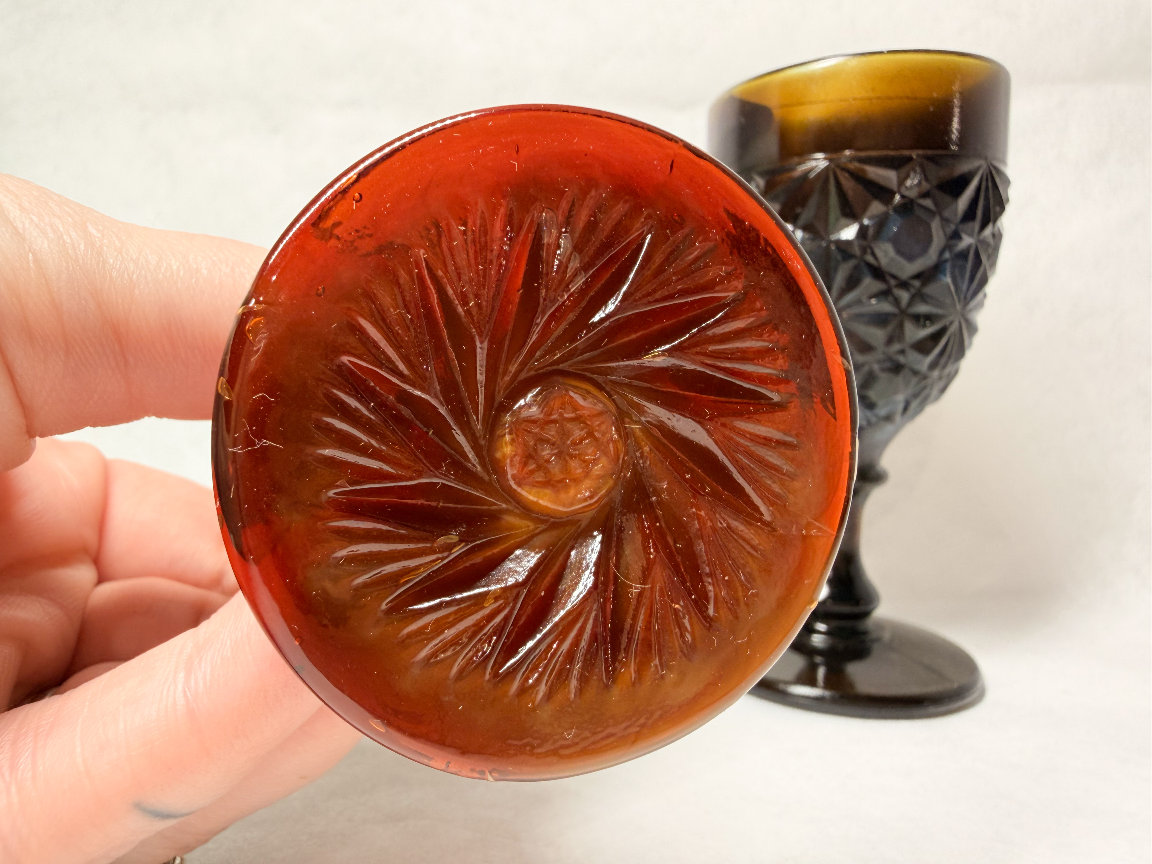 BOYD BROWN/RED VINTAGE GLASS GOBLETS