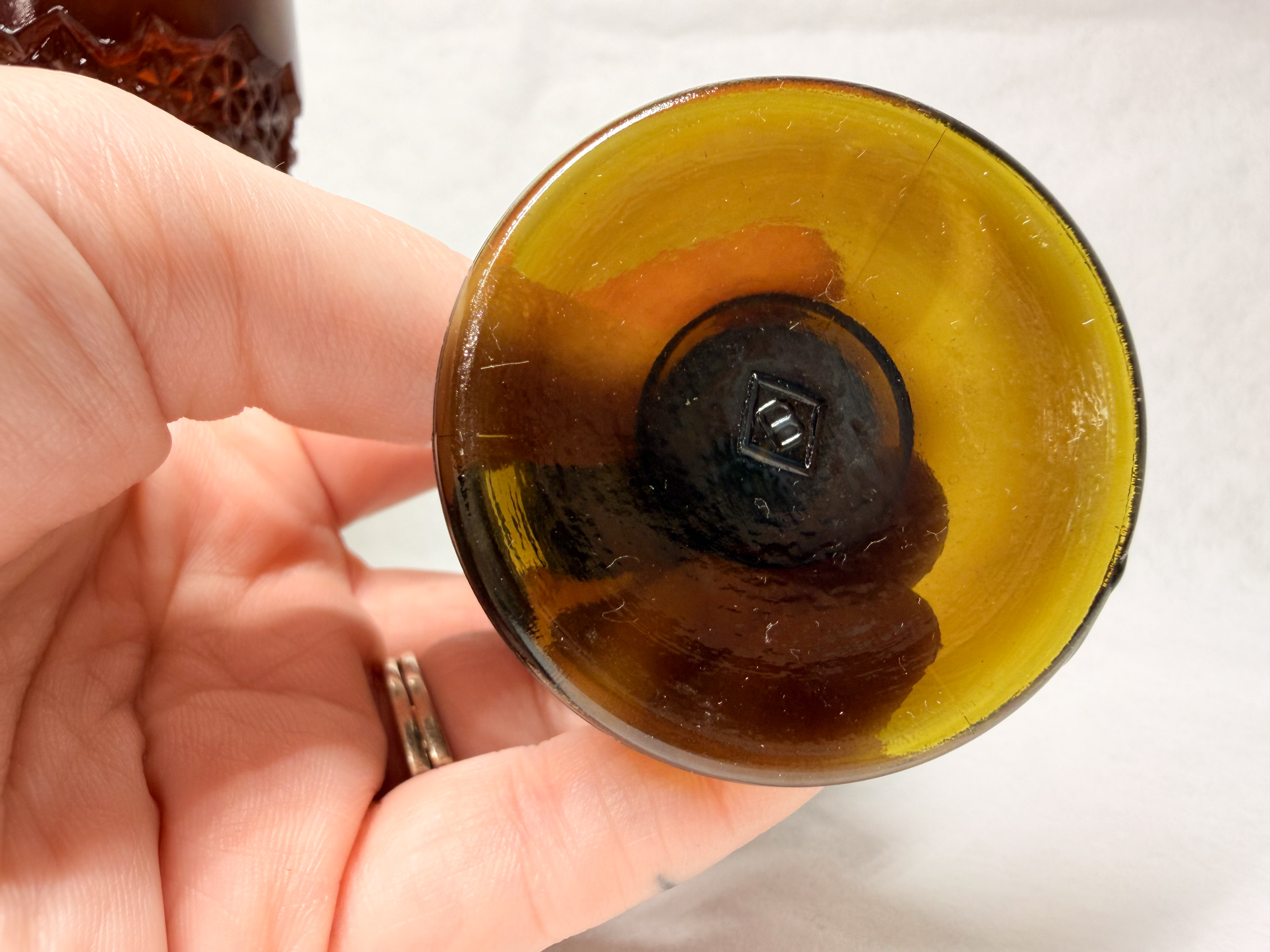 BOYD BROWN/RED VINTAGE GLASS GOBLETS