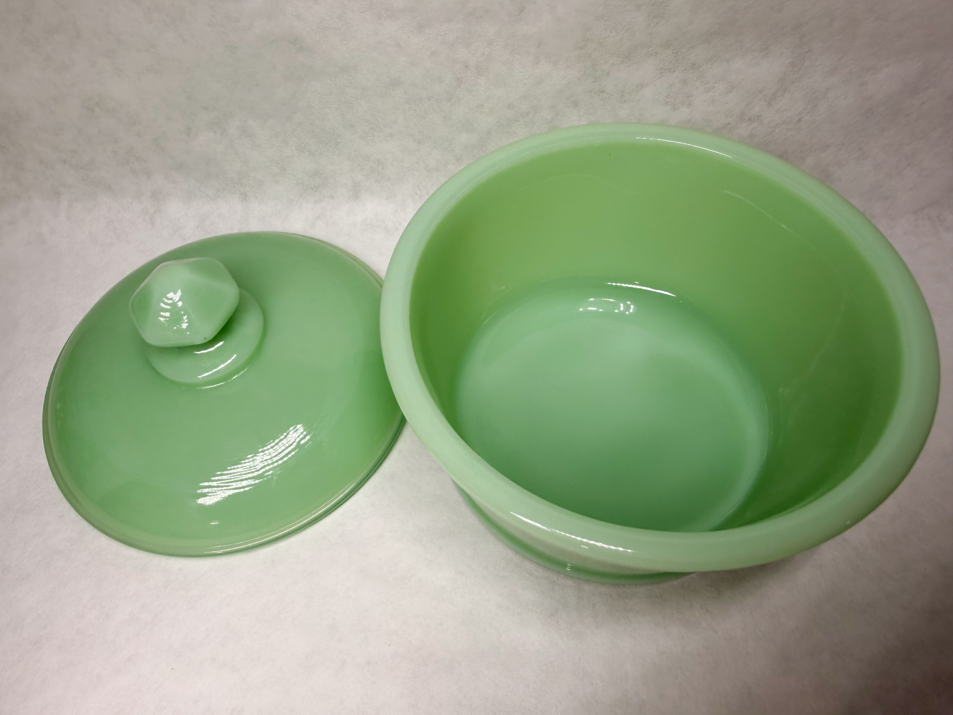 MOSSER JADEITE GLASS BUTTER TUB