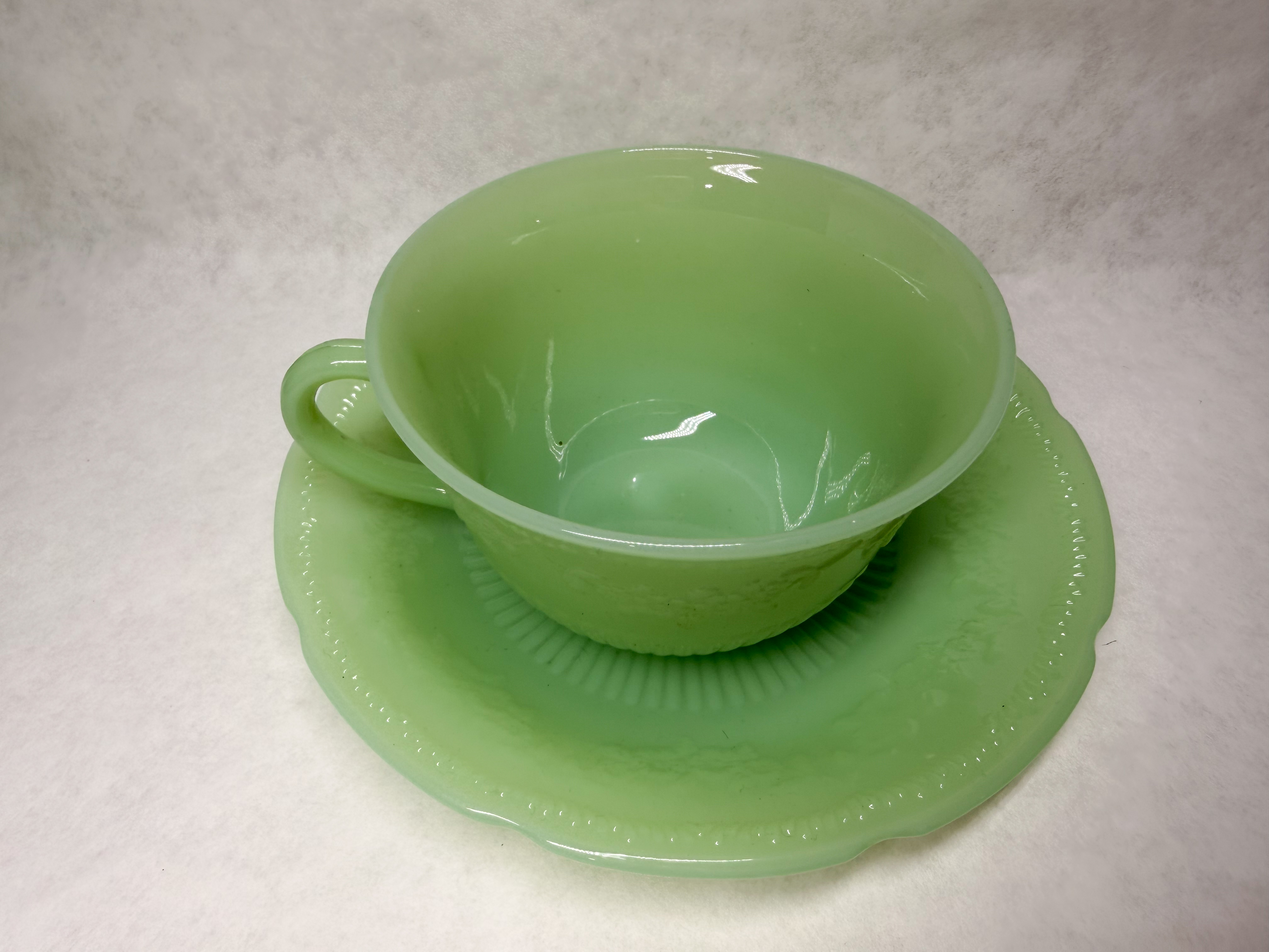 MOSSER JADEITE CUP AND SAUCER