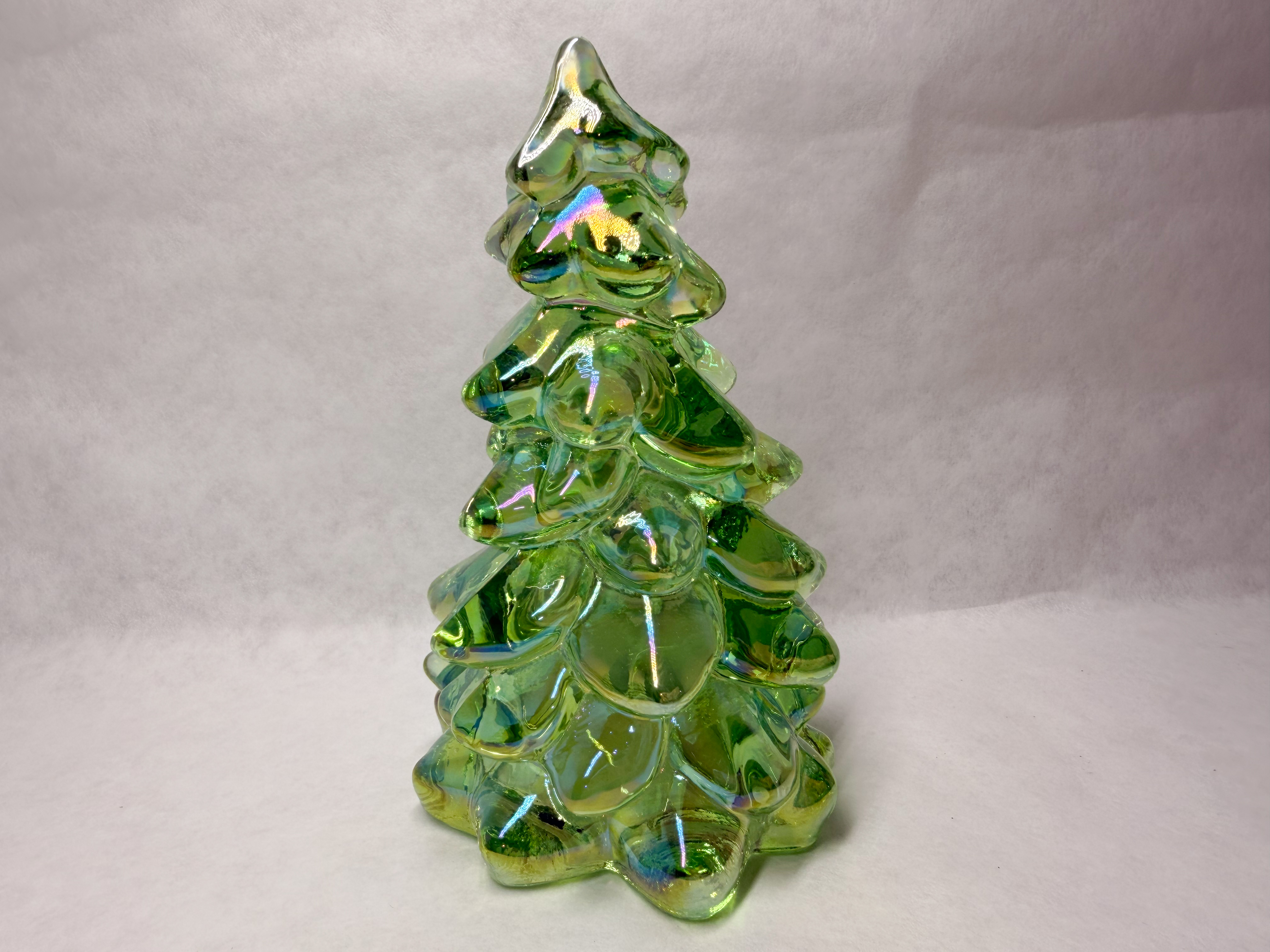 MOSSER IRIDESCENT GREEN GLASS CHRISTMAS TREE