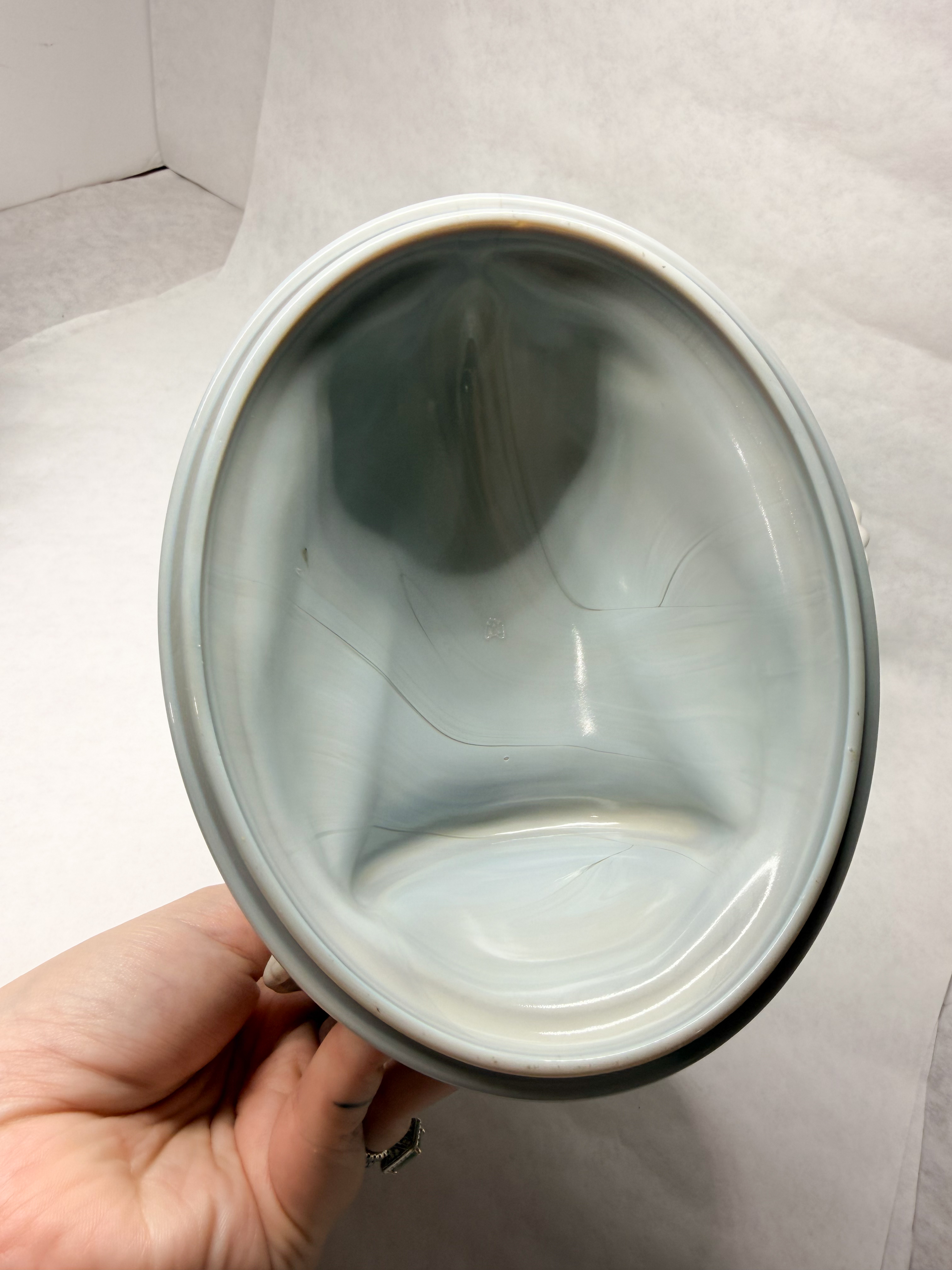 MOSSER MARBLE GLASS SLAG TURKEY DISH
