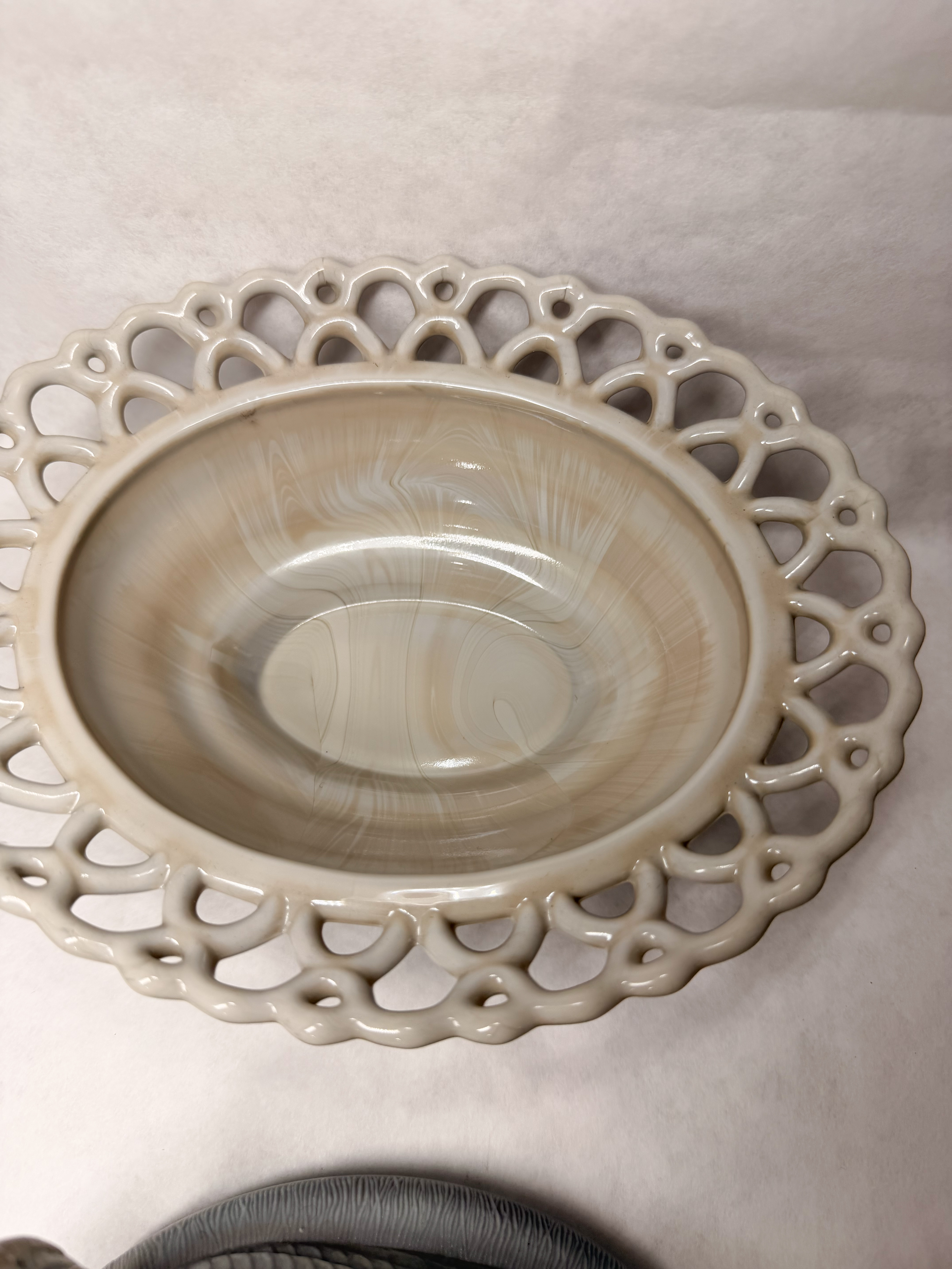 MOSSER MARBLE GLASS SLAG TURKEY DISH