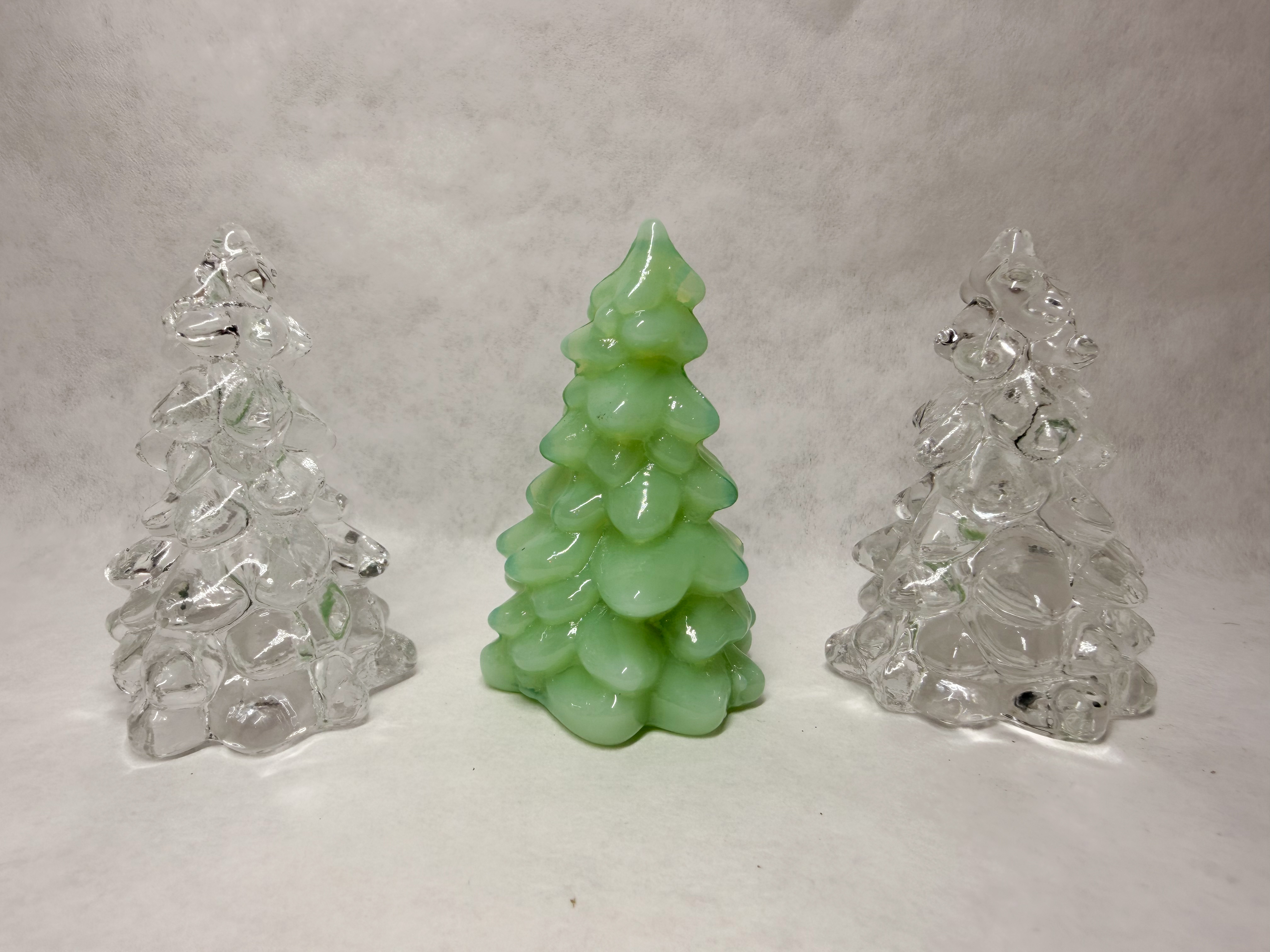 MOSSER MINI TRIO OF GLASS CHRISTMAS TREES