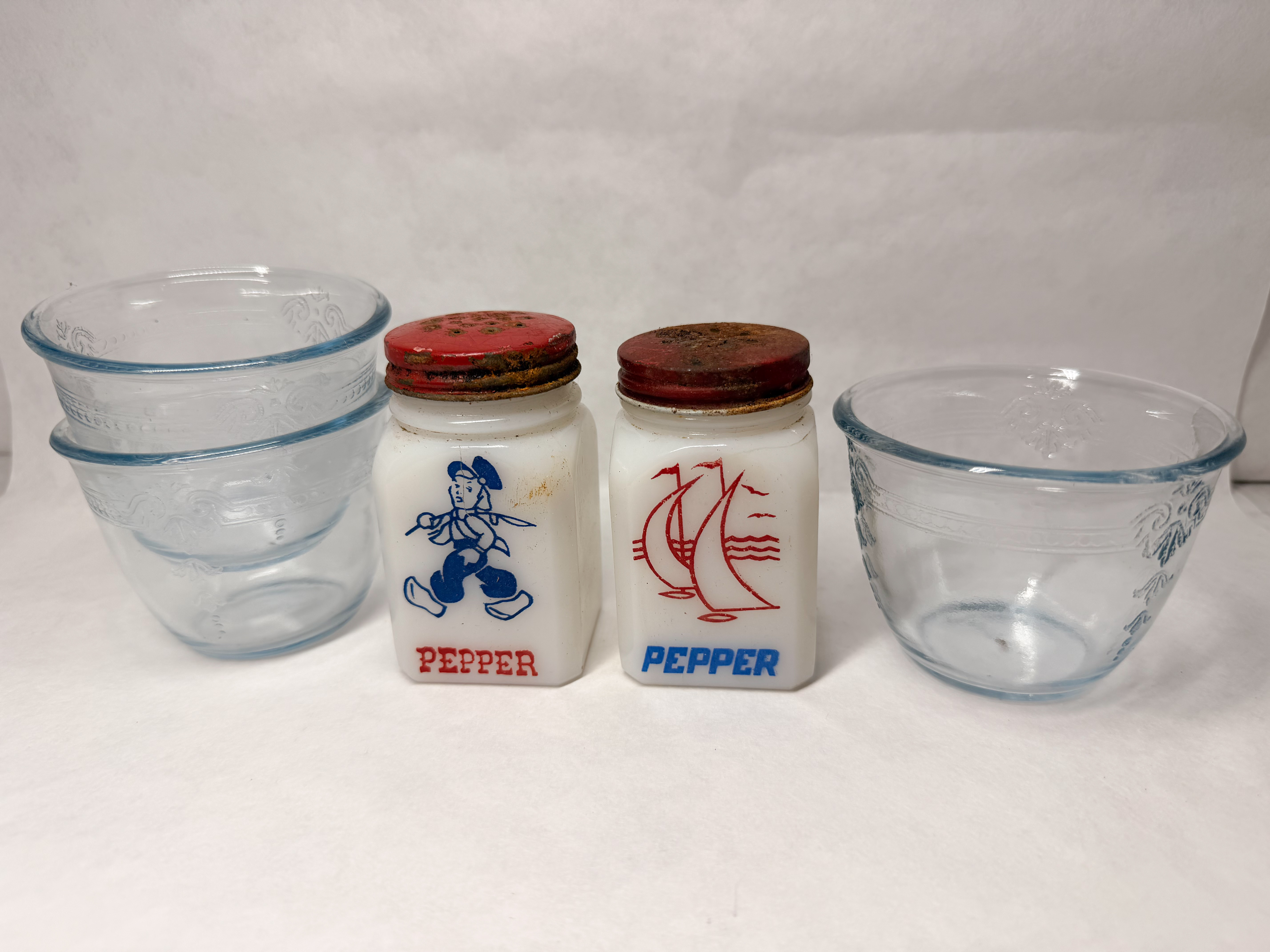 HAZEL-ATLAS BLUE AND MILK GLASS, C. 1940
