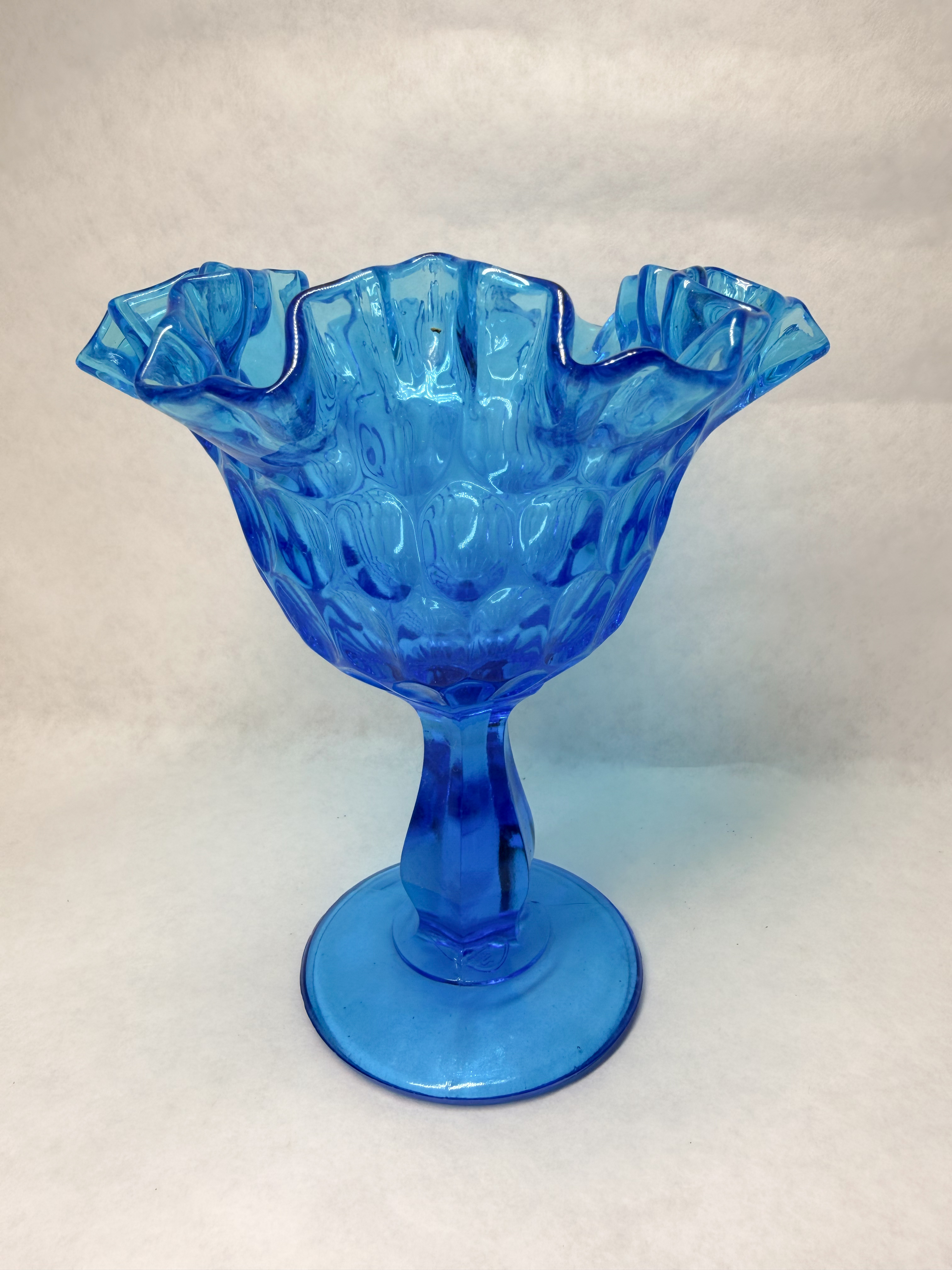 FENTON COLONIAL BLUE GLASS COMPOTE CIRCA 1970