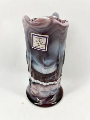 IMPERIAL PURPLE SLAG GLASS PITCHER, 1950S. Imperial Glass Company purple slag glass creamer 