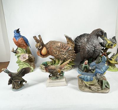 NAPCOWARE AND ANDREA BY SADEK CERAMIC BIRD COLLECTION. A collection of hand-painted ceramic bird 