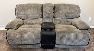 DOUBLE RECLINING COUCH WITH CUP HOLDER & STORAGE