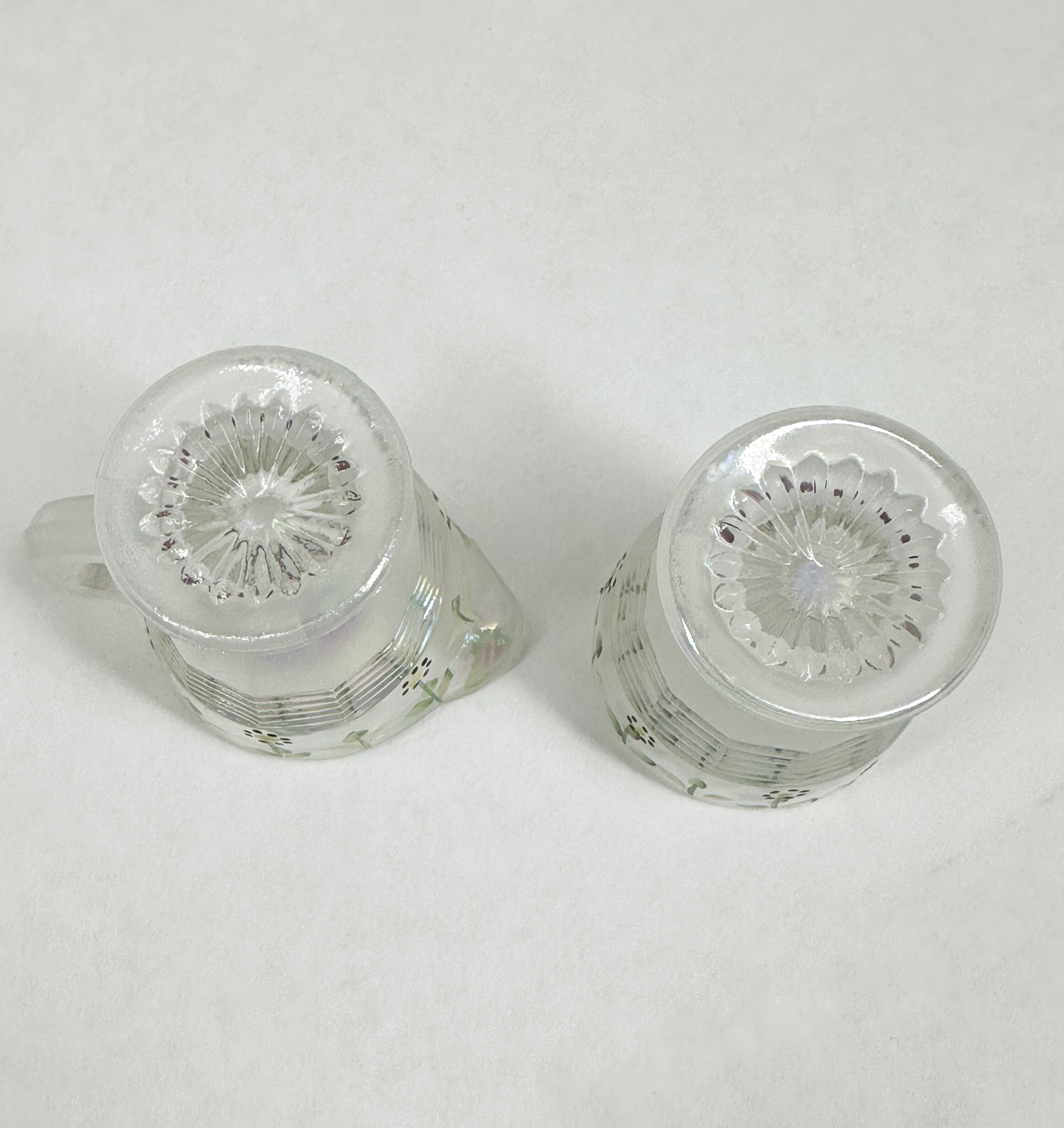 HAND-PAINTED FROSTED GLASS CREAMER AND SUGAR
