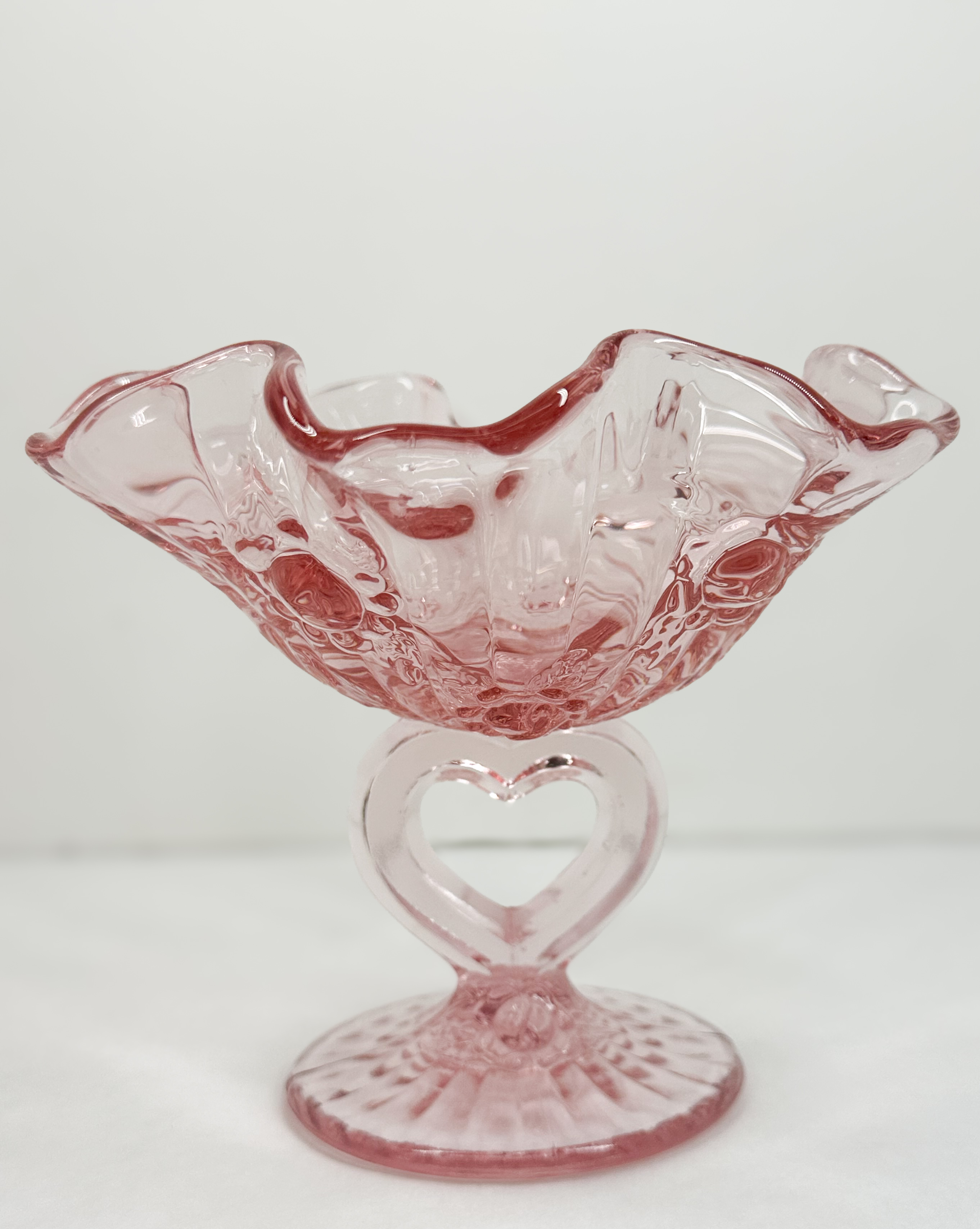 FENTON PINK CABBAGE ROSE COMPOTE, 1990S
