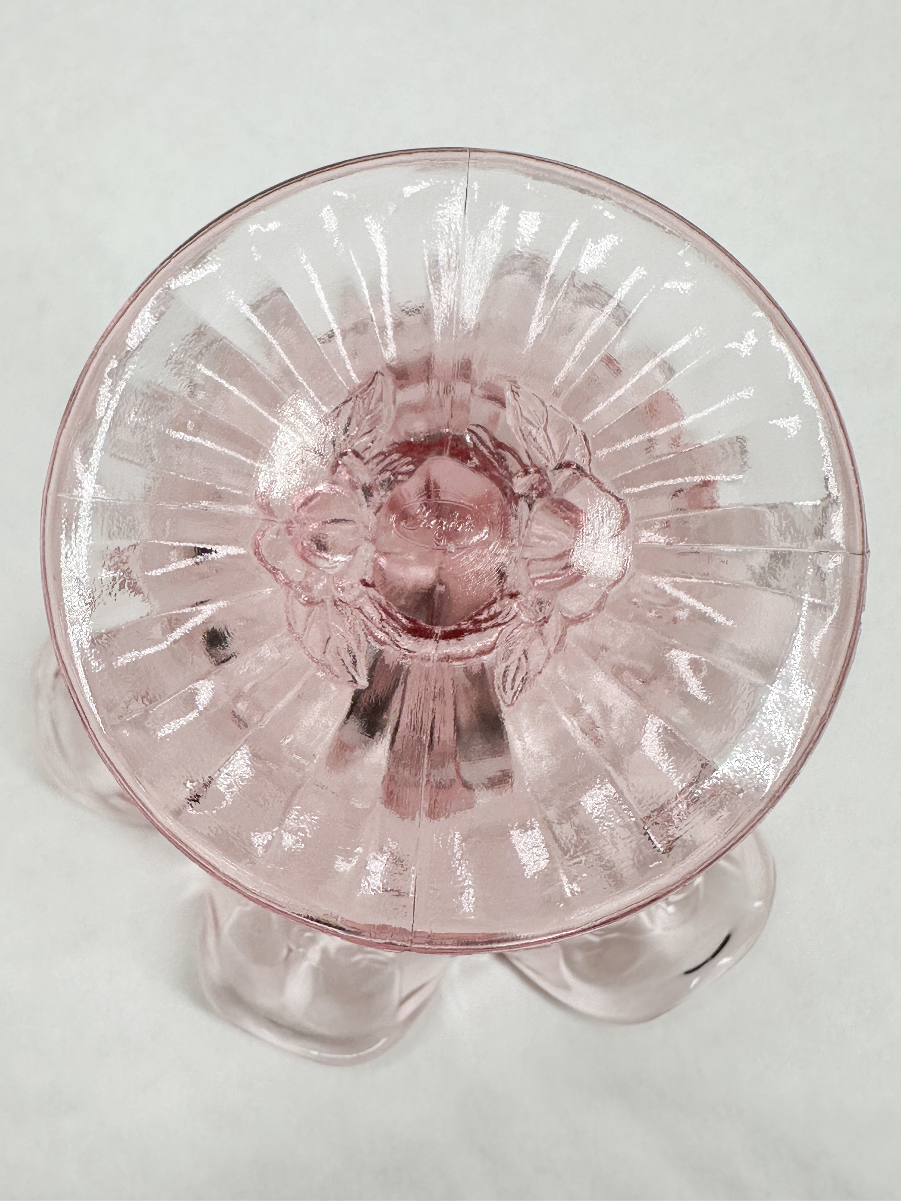 FENTON PINK CABBAGE ROSE COMPOTE, 1990S