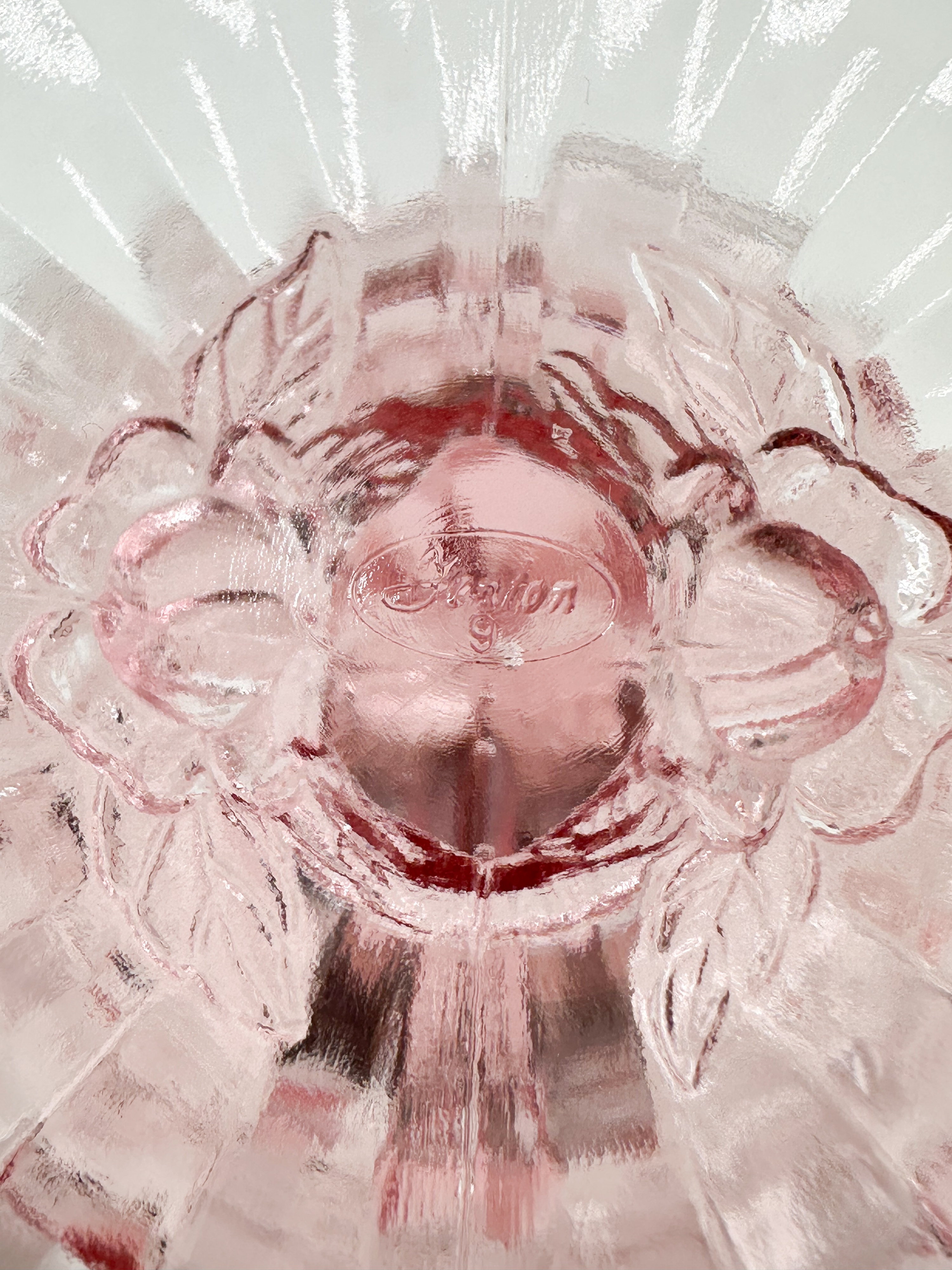 FENTON PINK CABBAGE ROSE COMPOTE, 1990S