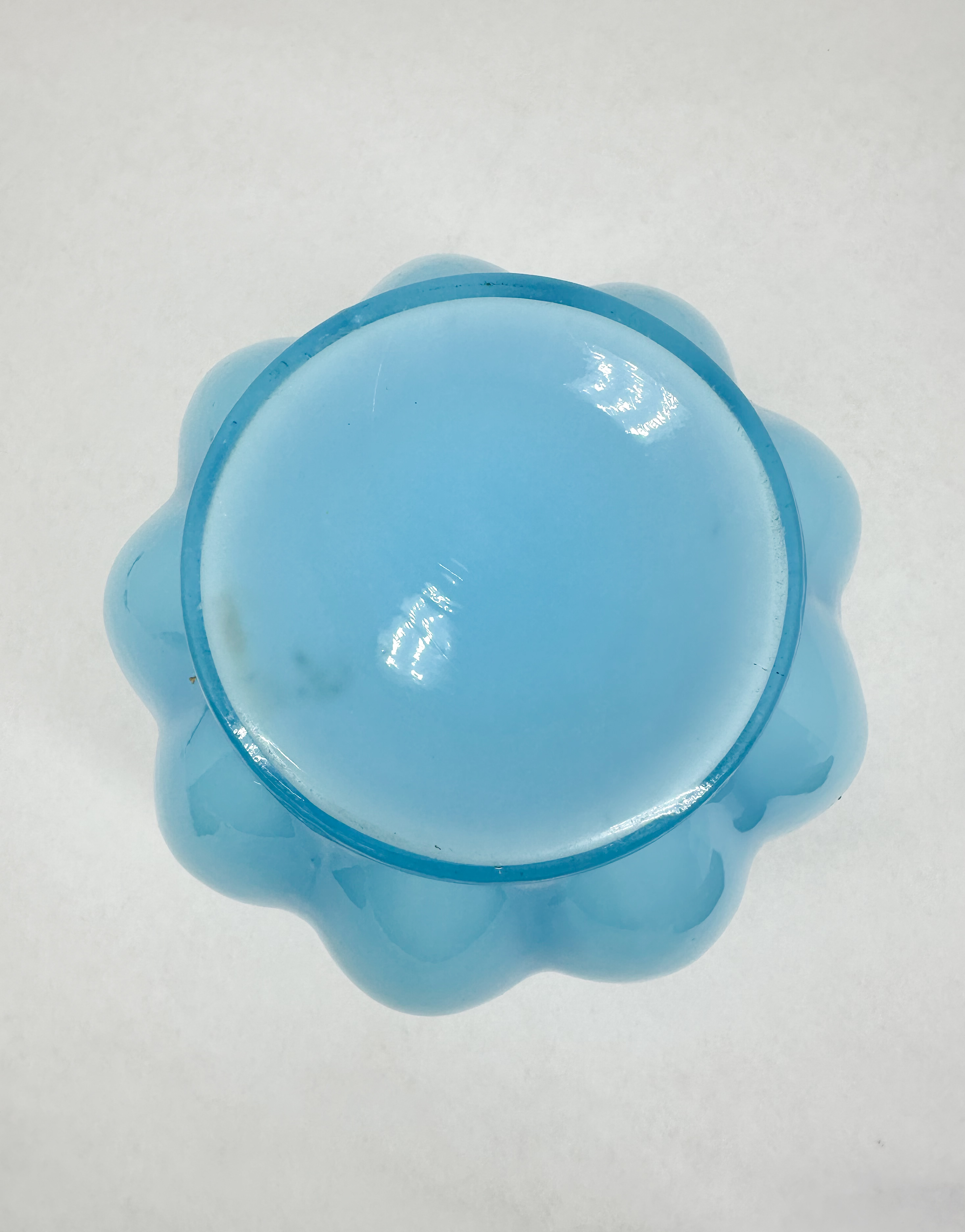 FENTON BLUE OVERLAY MELON VASE