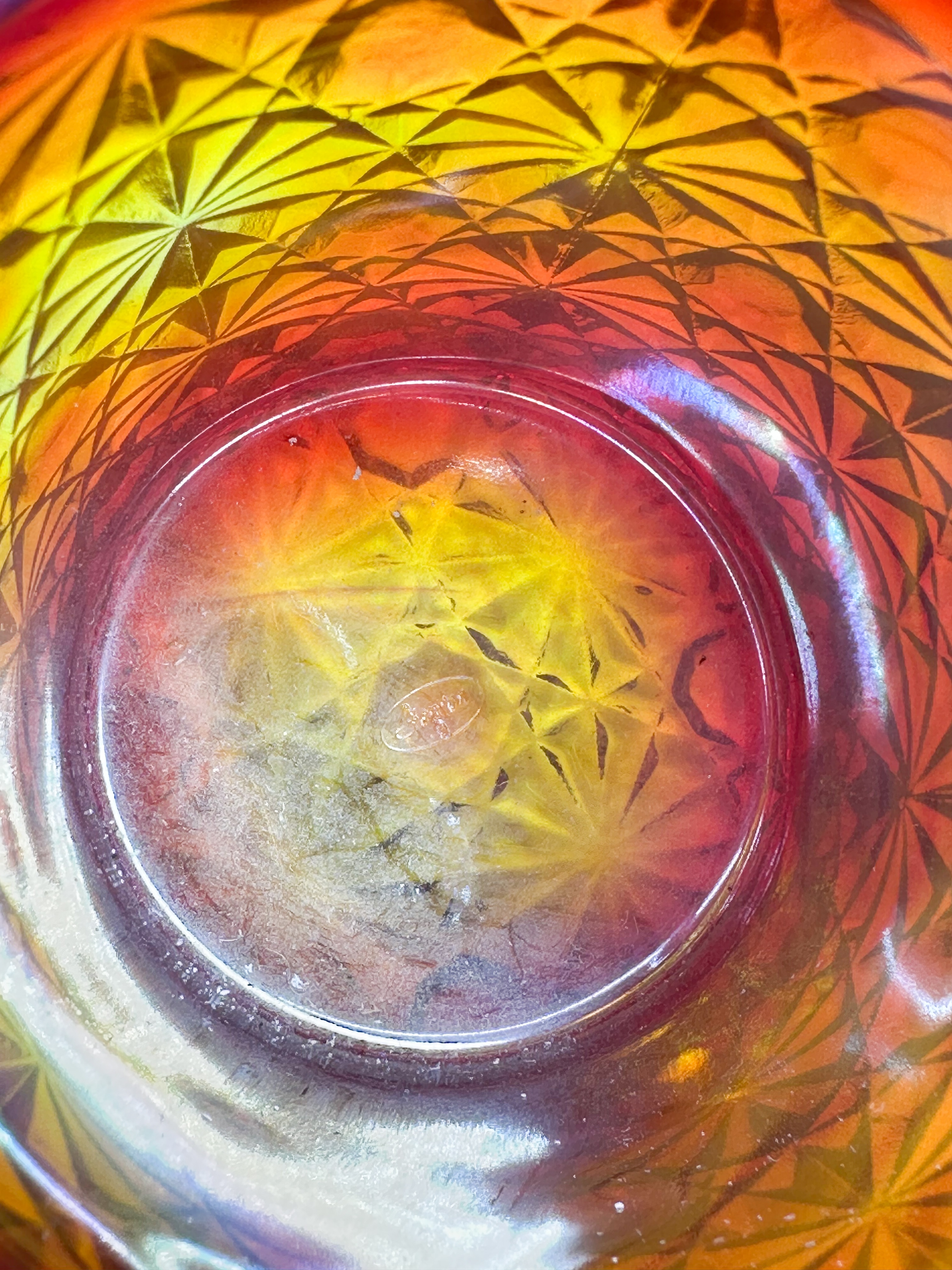 FENTON RED CARNIVAL GLASS BASKET 1990S
