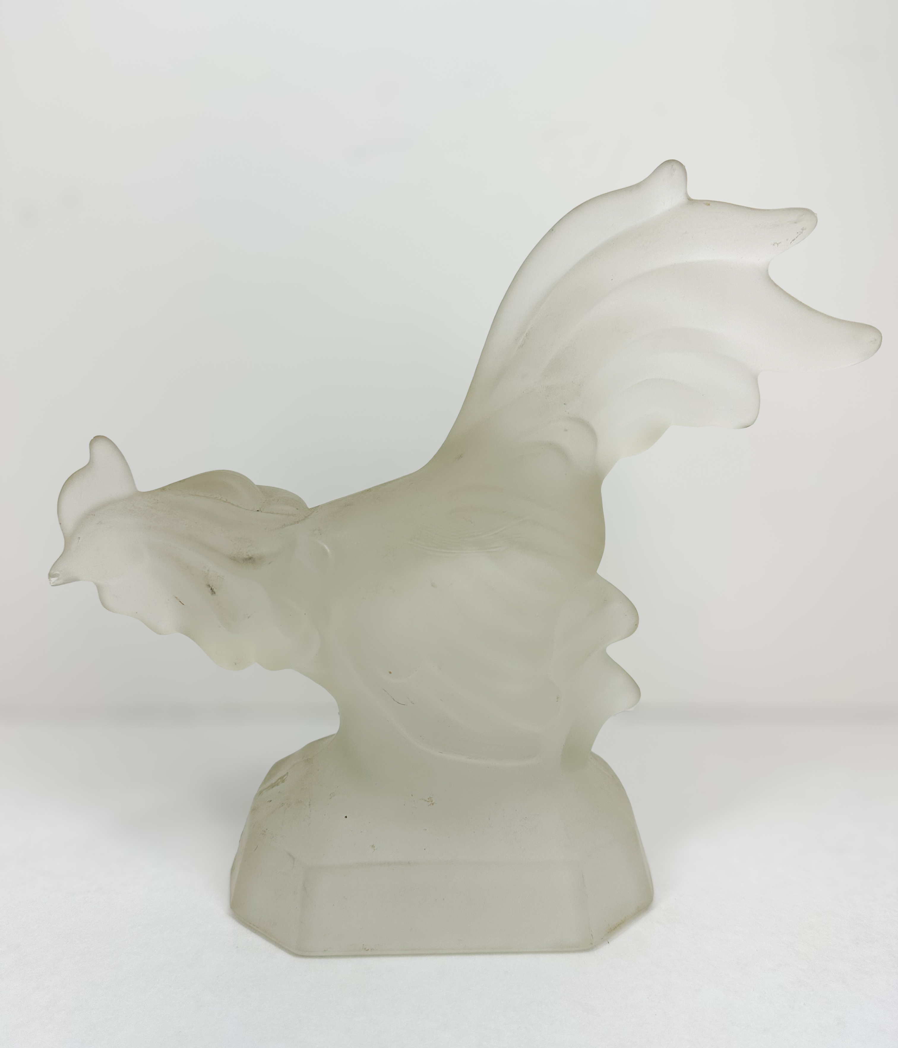 VINTAGE FROSTED GLASS ROOSTER FIGURINE