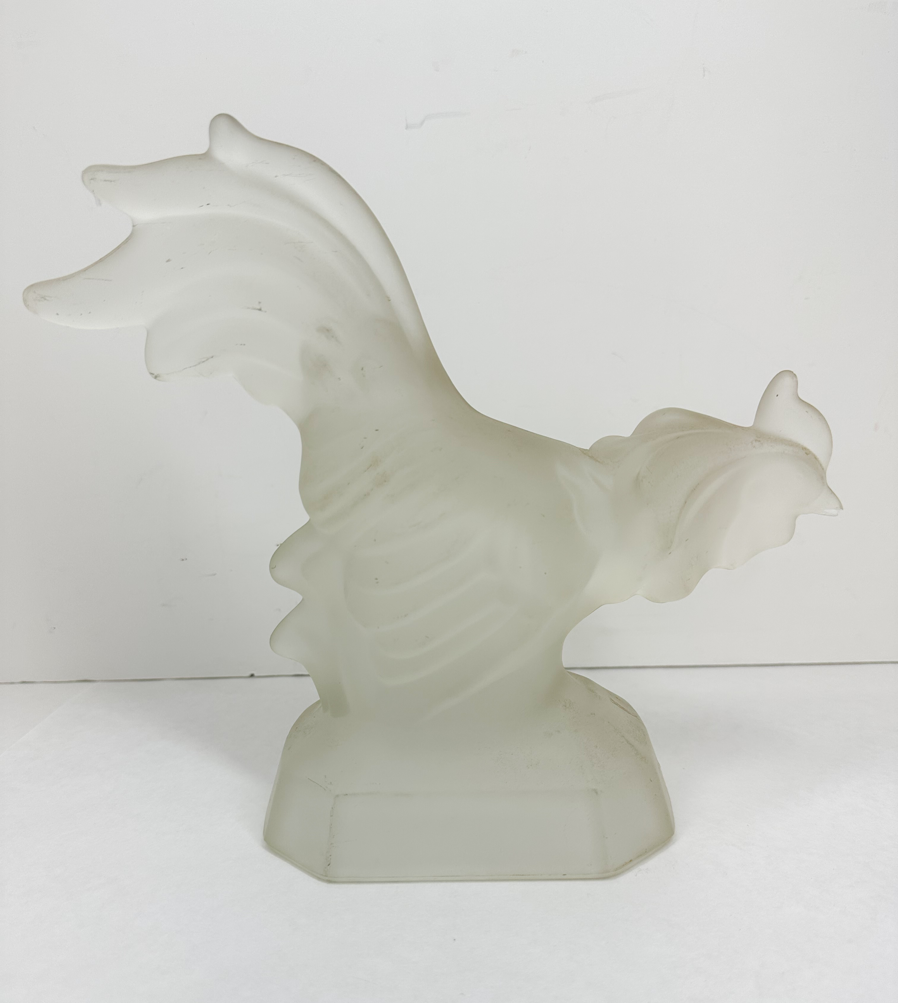 VINTAGE FROSTED GLASS ROOSTER FIGURINE