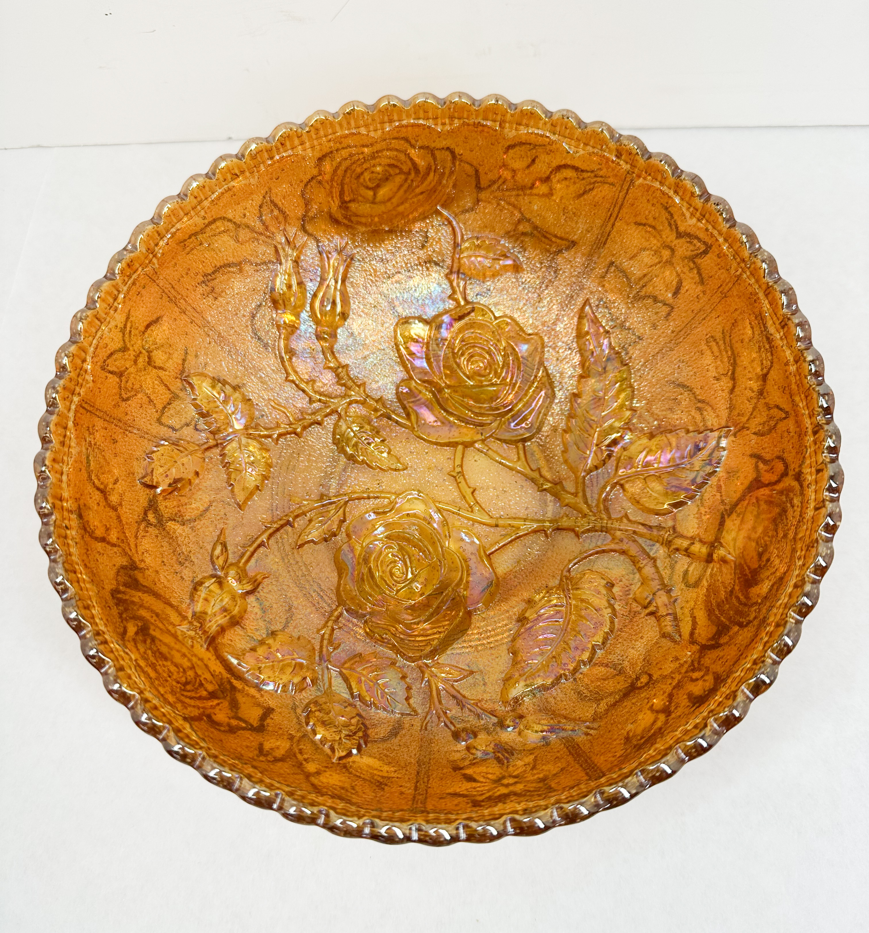 MARIGOLD CARNIVAL GLASS ROSE BOWL