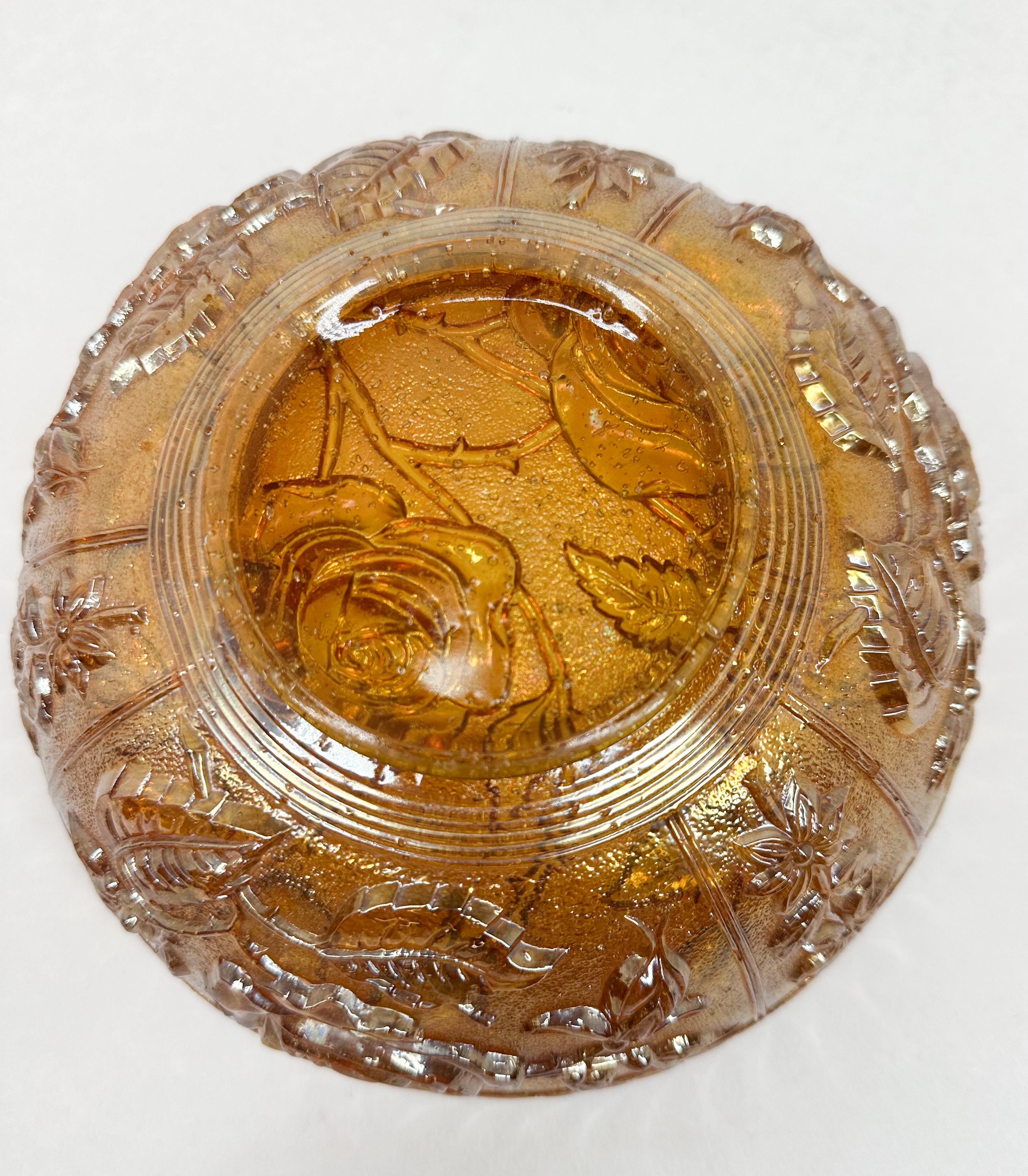 MARIGOLD CARNIVAL GLASS ROSE BOWL