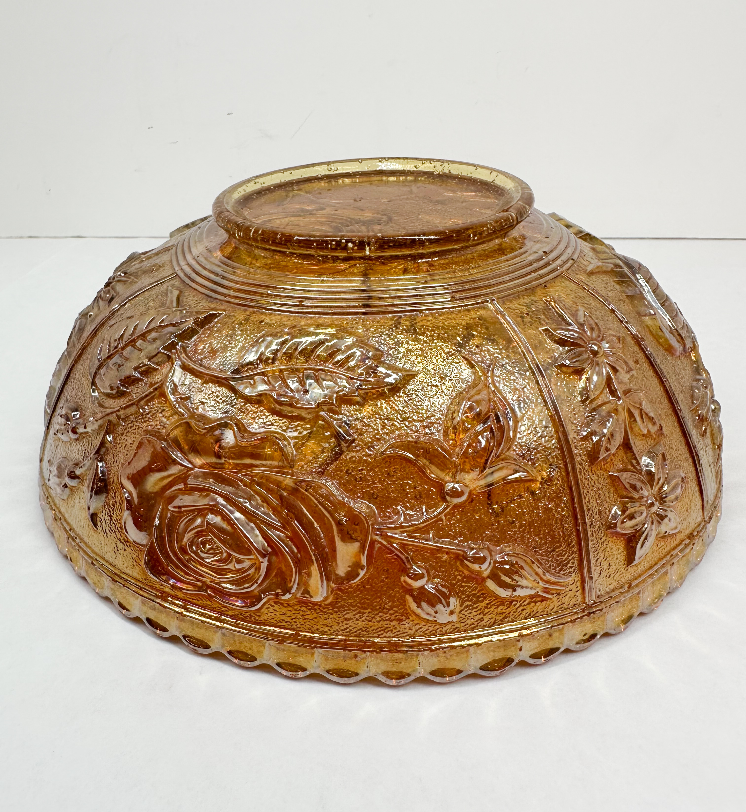 MARIGOLD CARNIVAL GLASS ROSE BOWL