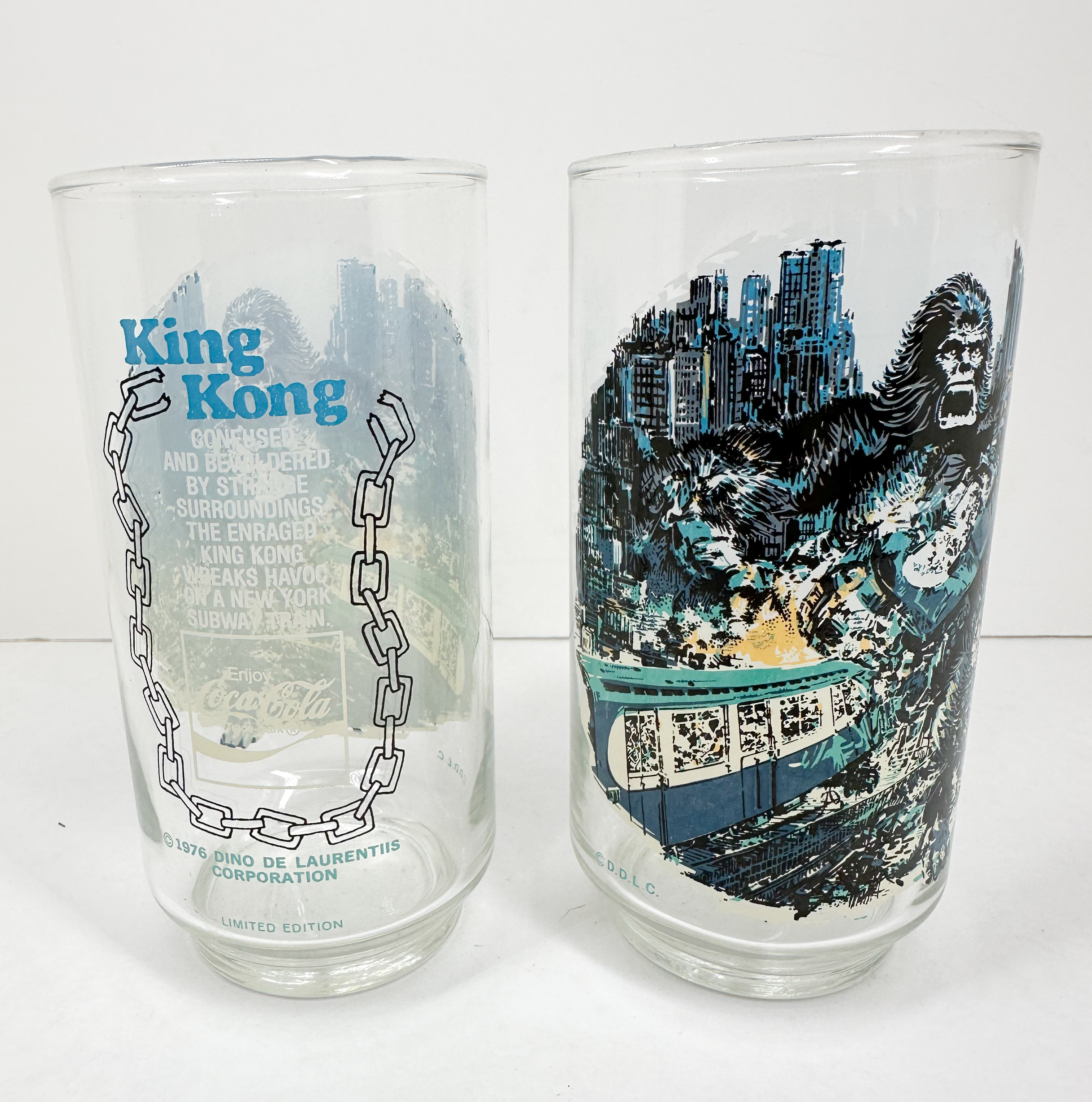COCA-COLA KING KONG GLASS TUMBLERS, 1976