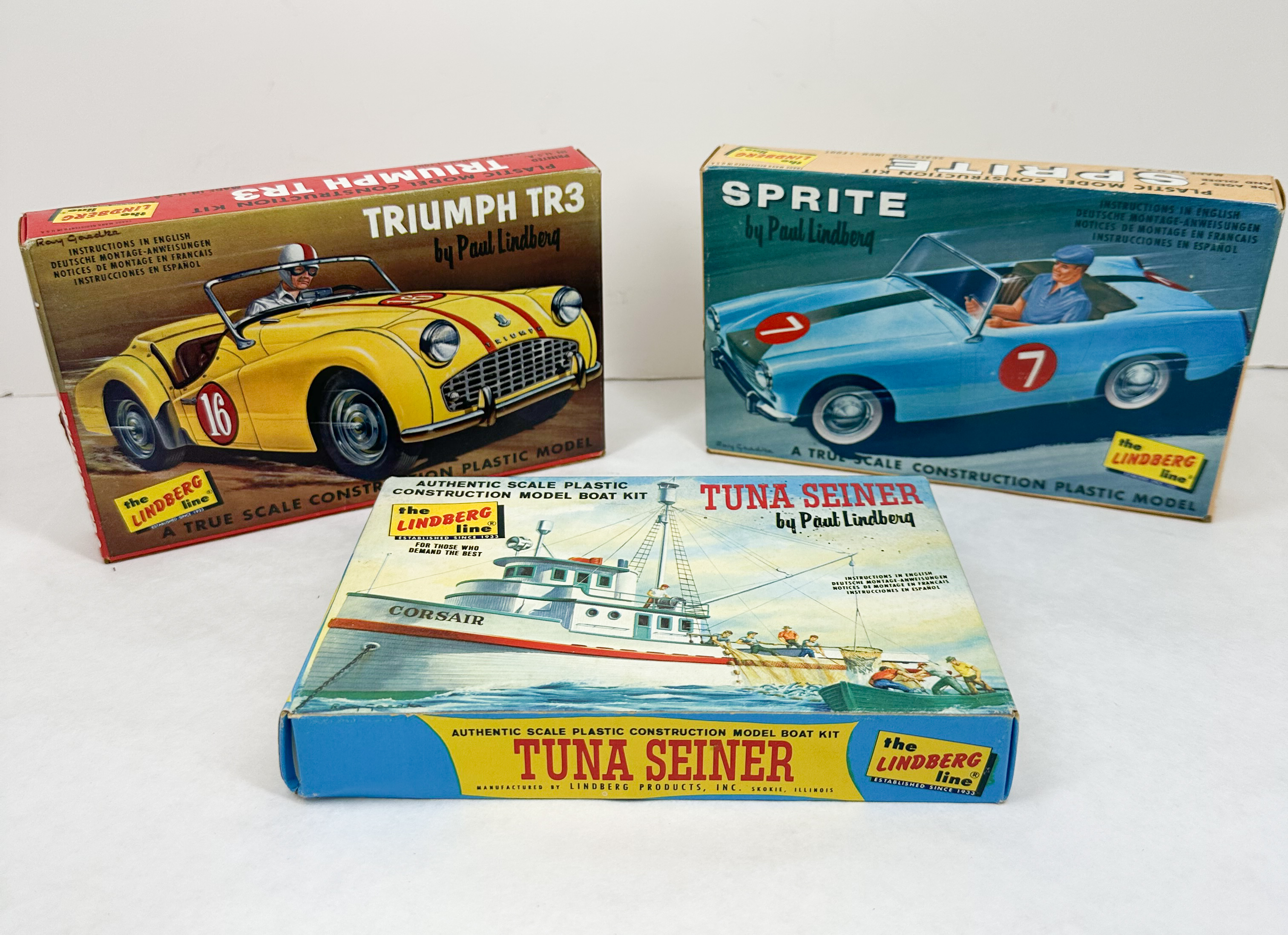 LINDBERG THREE PLASTIC MODEL KITS, 1960S