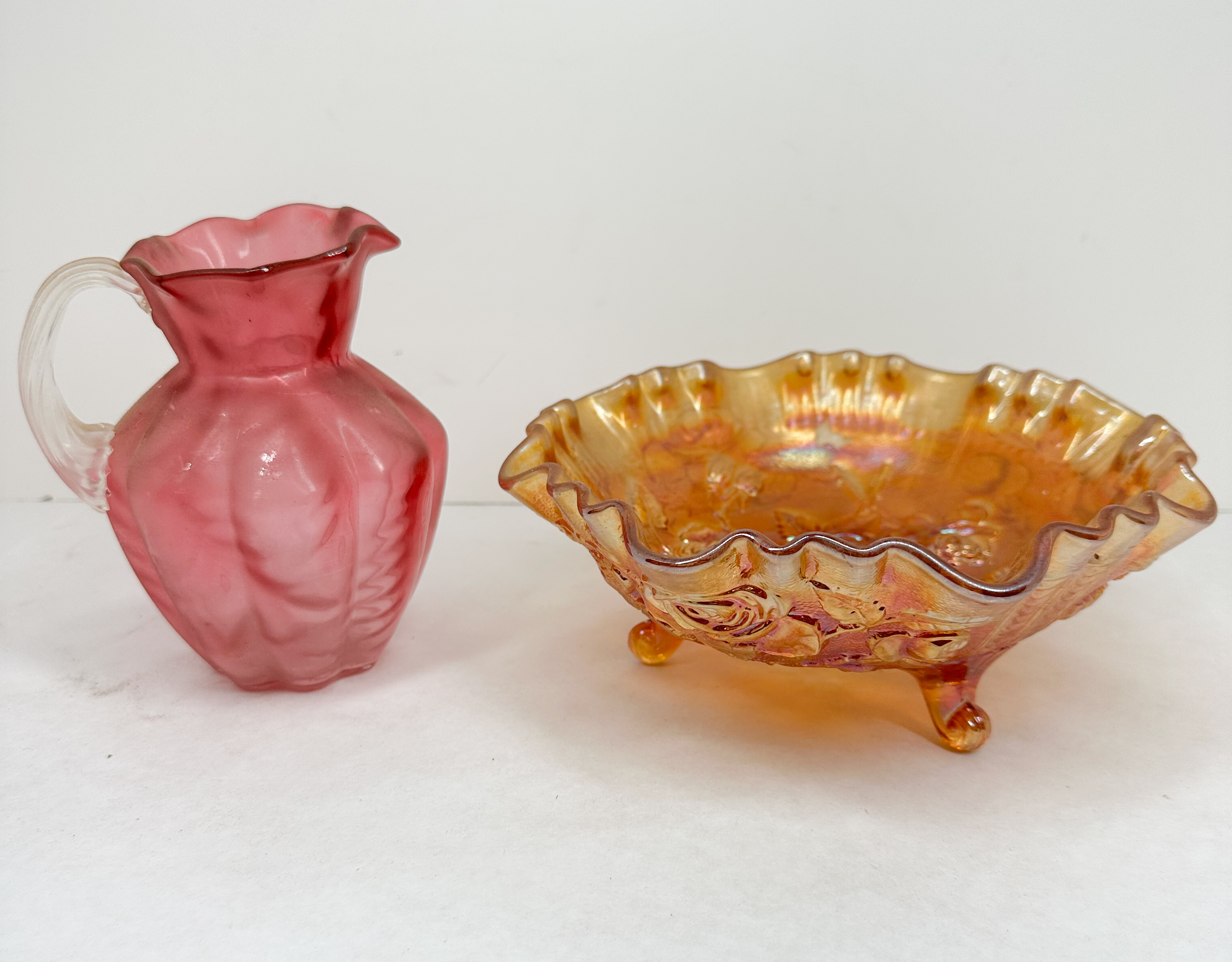 FENTON PITCHER AND CARNIVAL BOWL