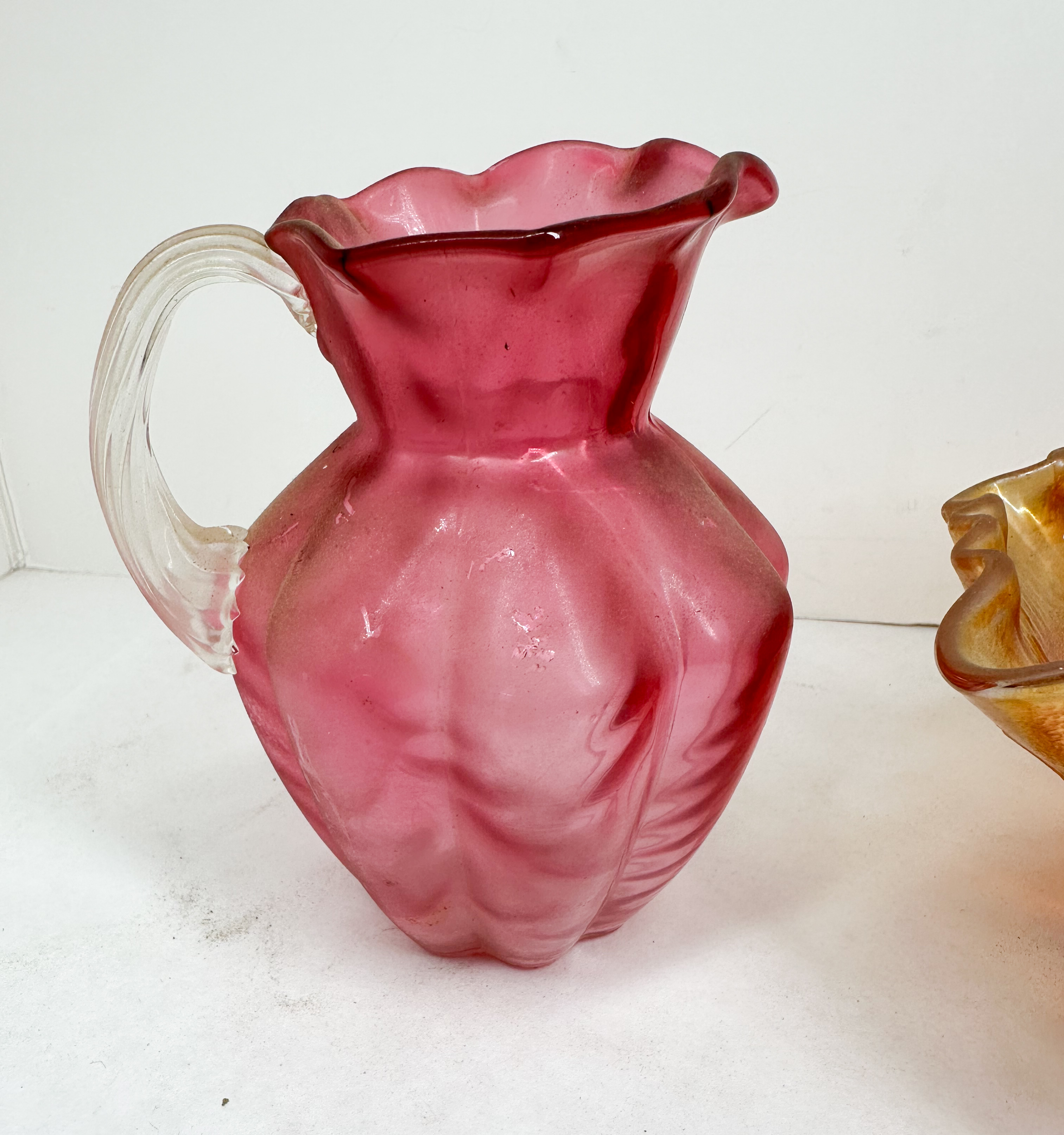 FENTON PITCHER AND CARNIVAL BOWL