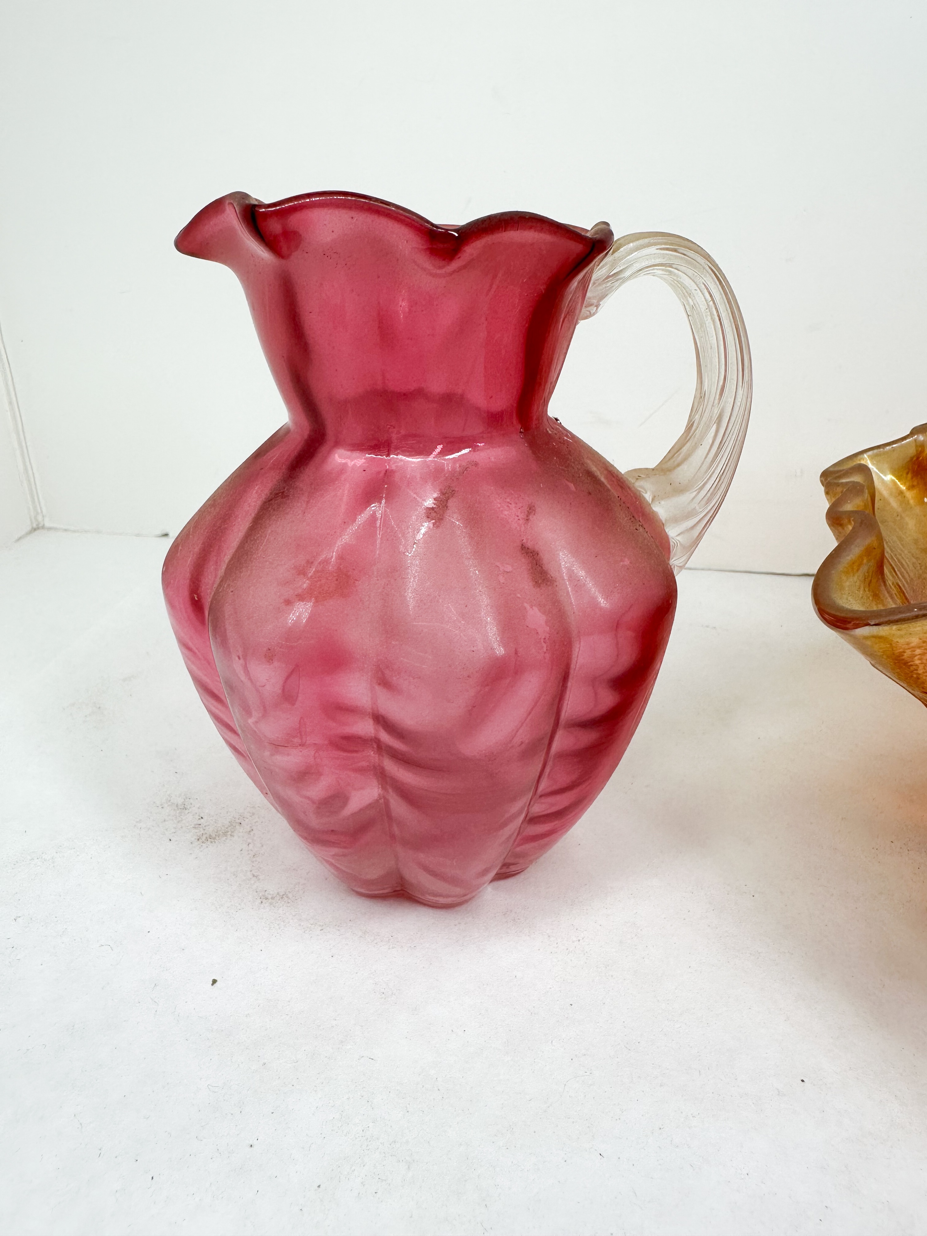 FENTON PITCHER AND CARNIVAL BOWL