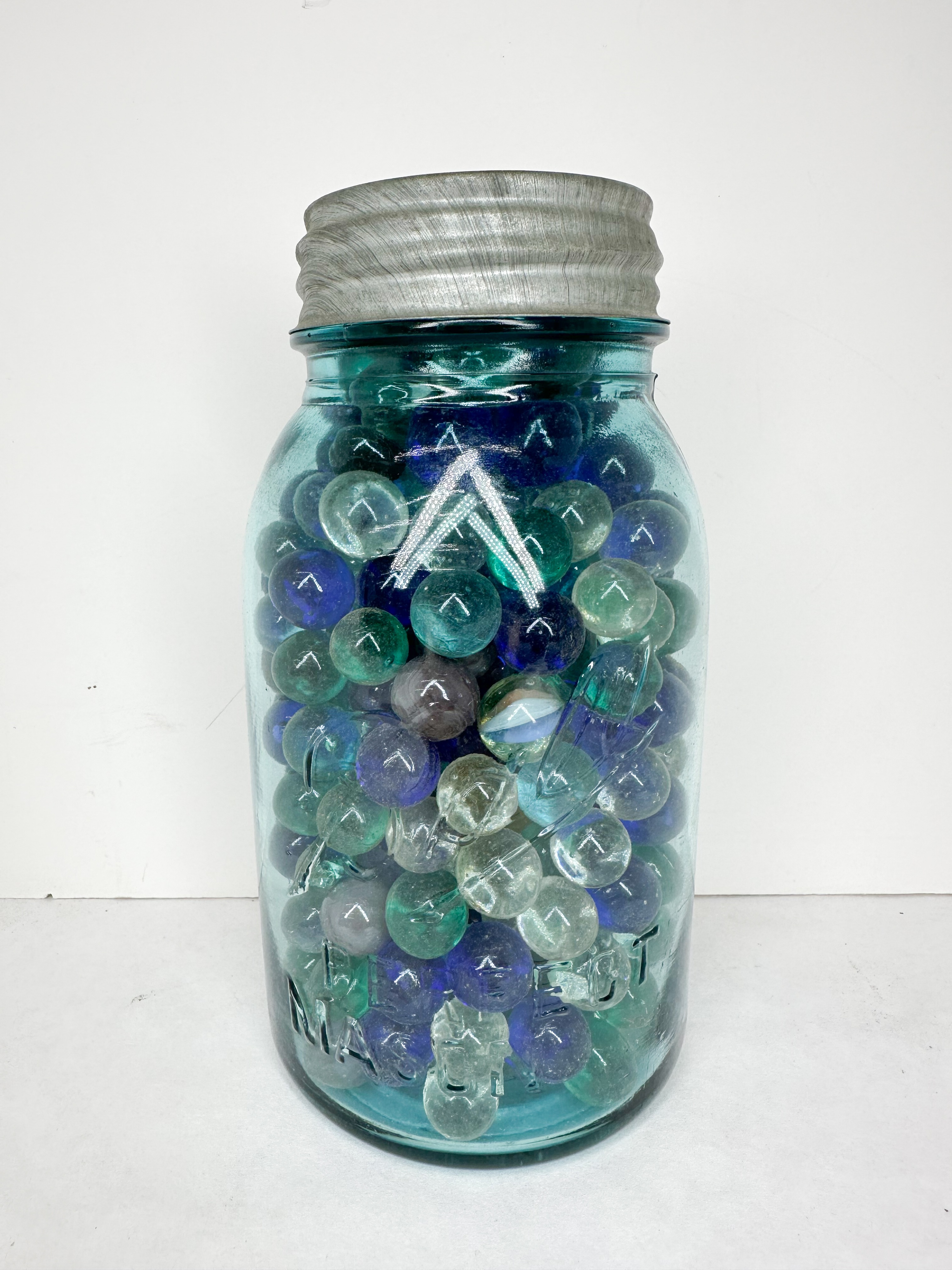 MASON PATENT GLASS JAR MARBLES