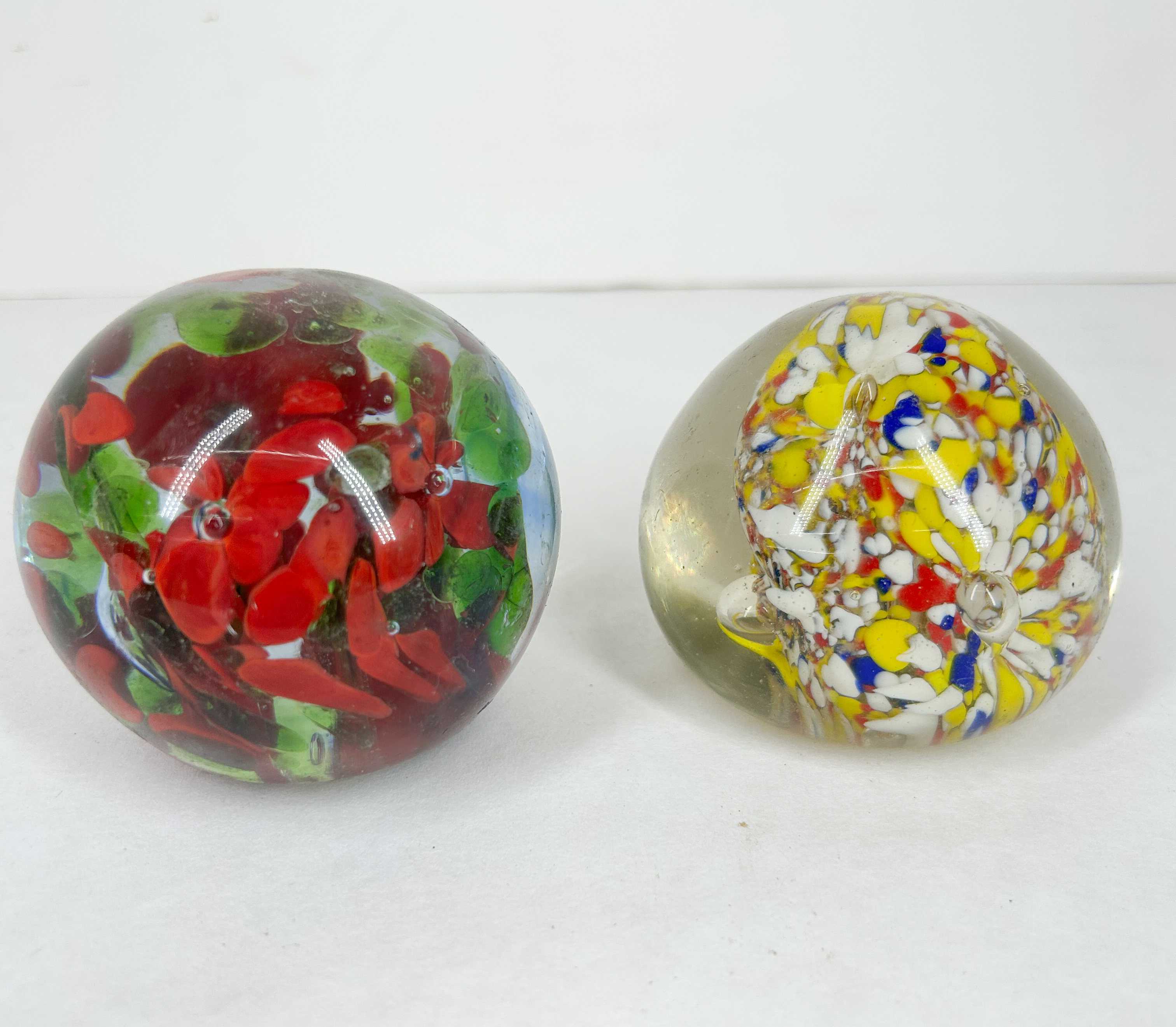 TWO ART GLASS PAPERWEIGHTS
