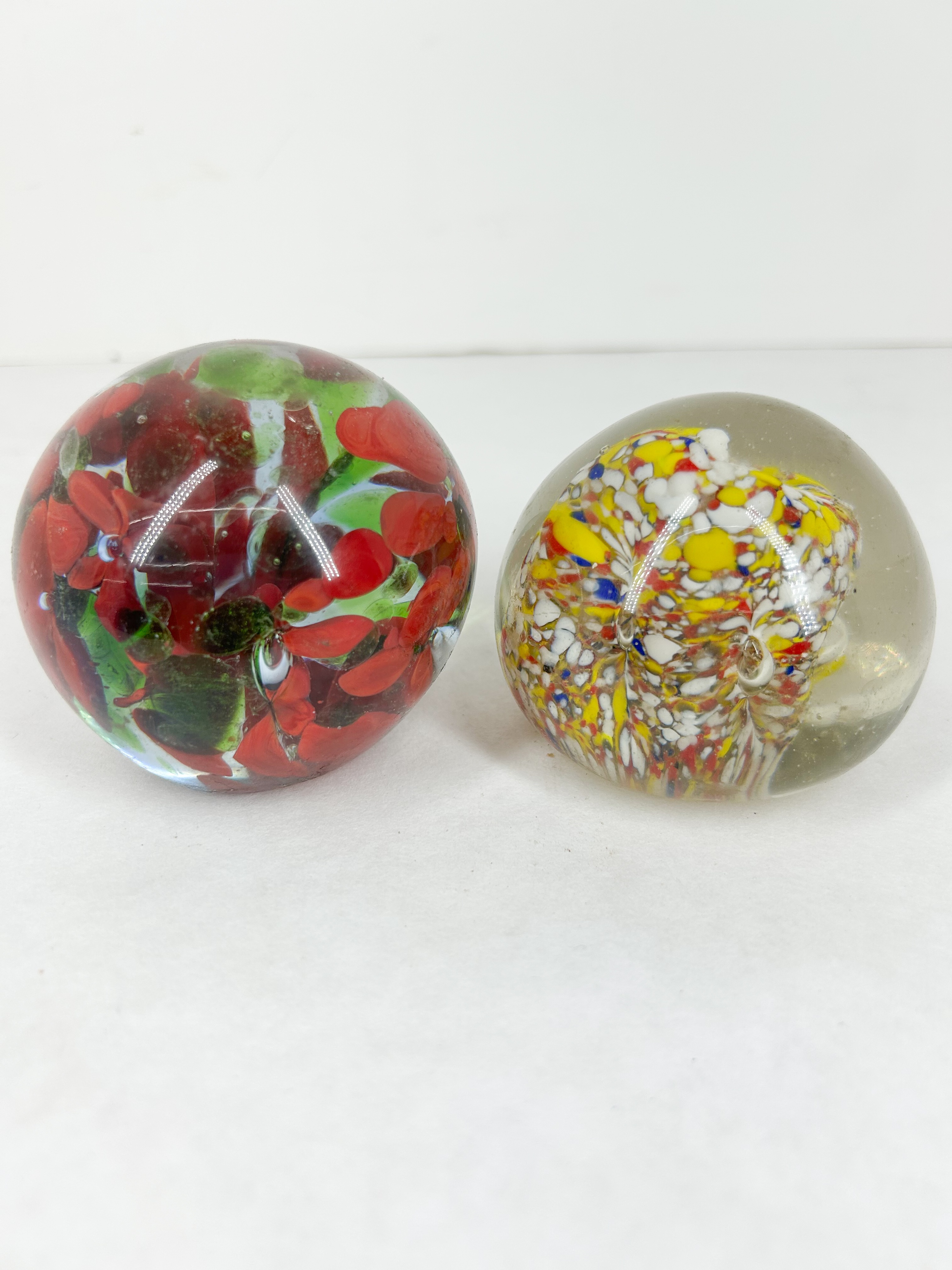 TWO ART GLASS PAPERWEIGHTS