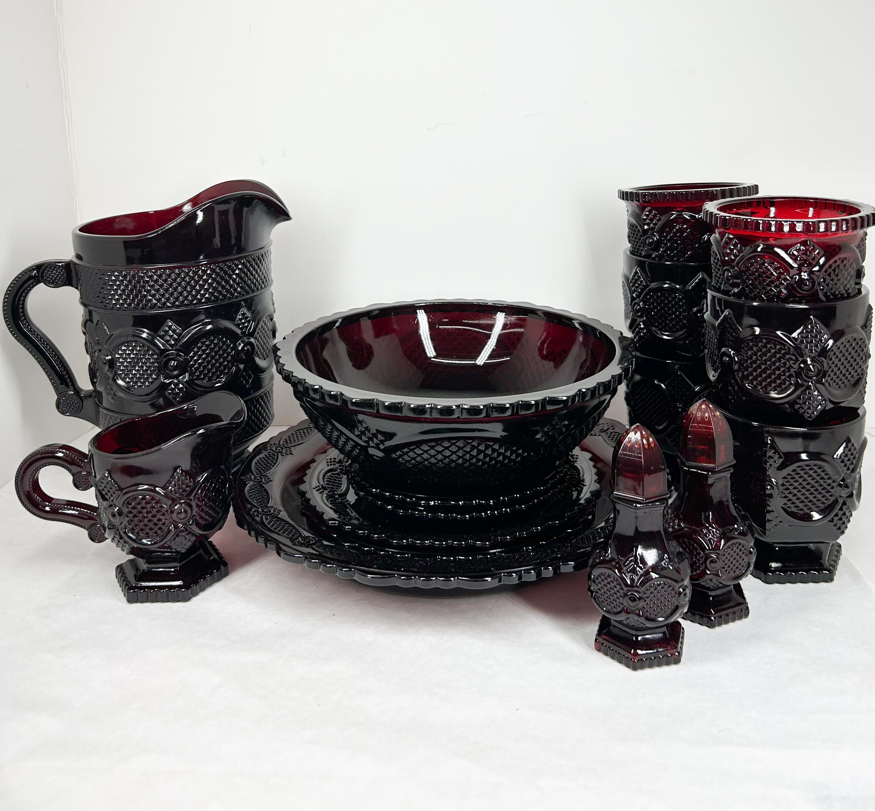 AVON RUBY PRESSED GLASS COLLECTION, C. 1975