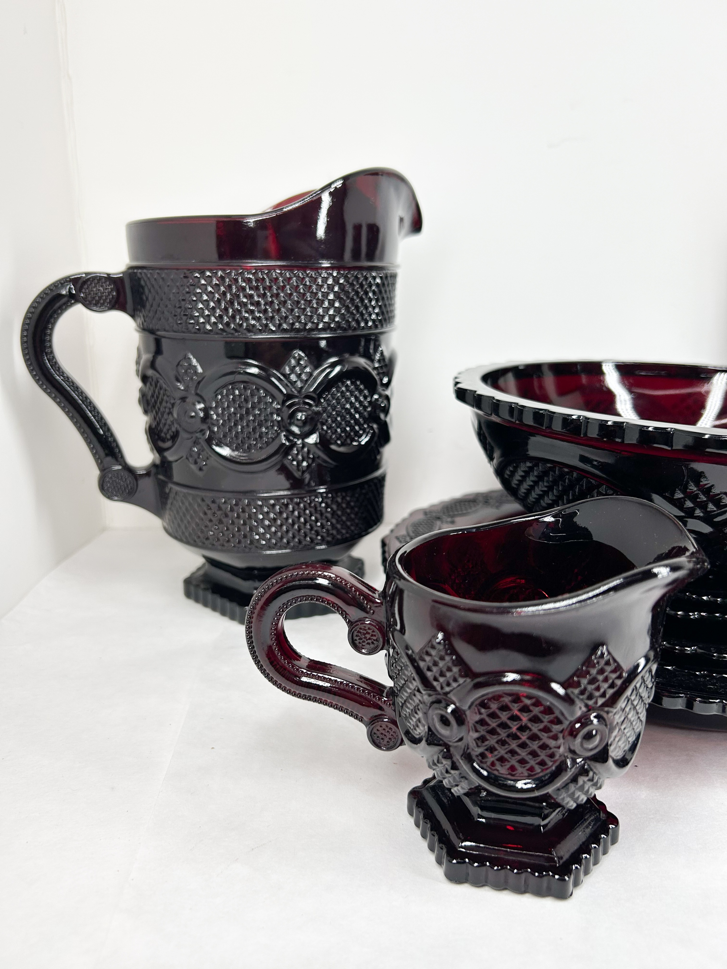 AVON RUBY PRESSED GLASS COLLECTION, C. 1975